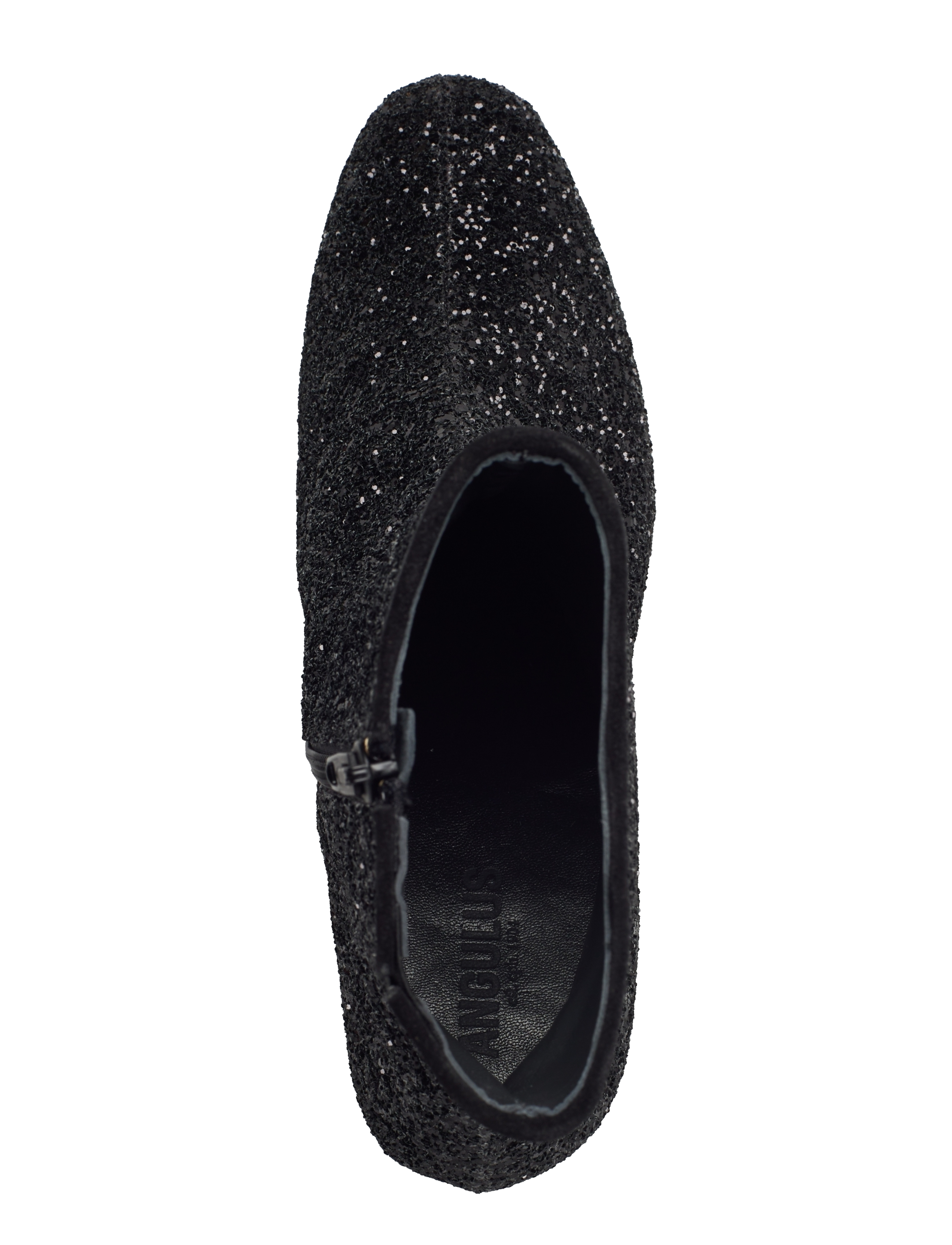 ANGULUS - Bootie - block heel - with zippe - høj hæl - 2486/1163 black glitter/black - 3