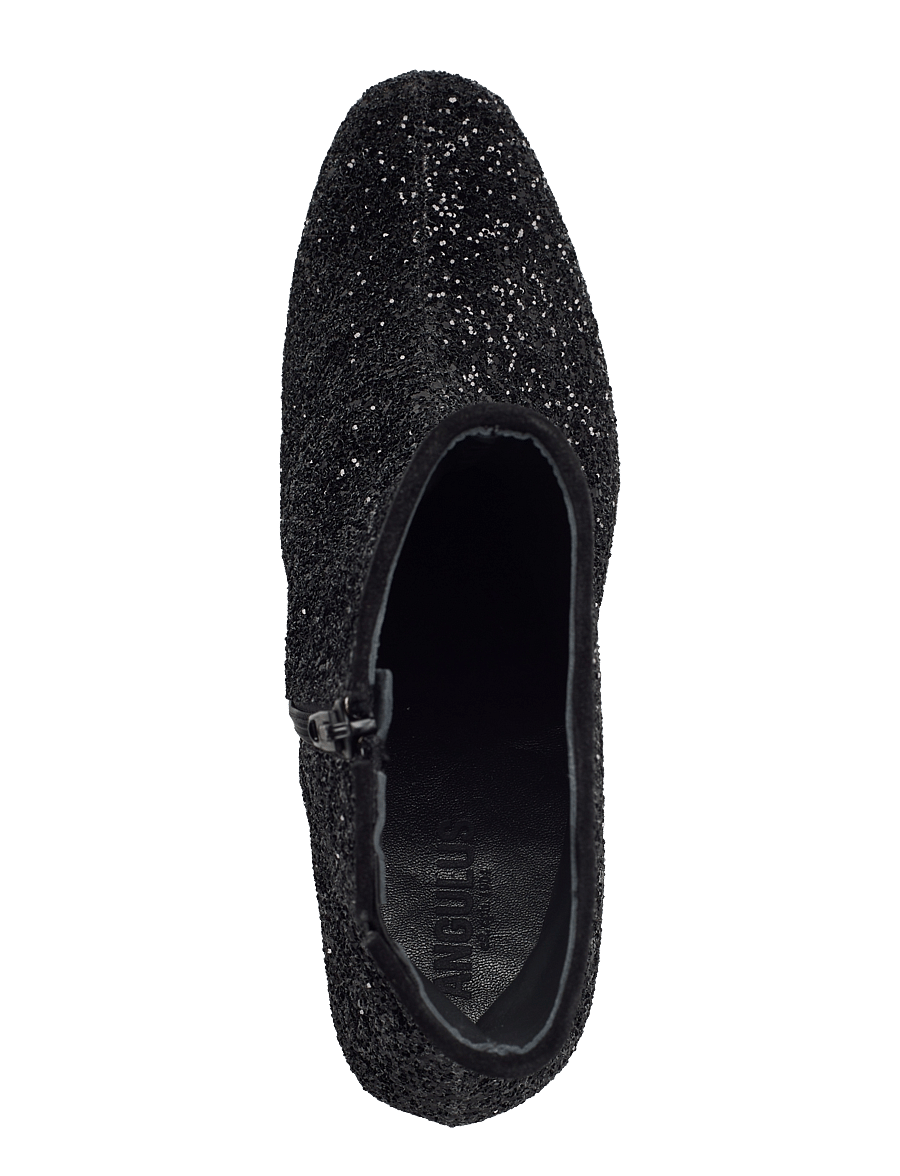 ANGULUS - Bootie - block heel - with zippe - stövletter - 2486/1163 black glitter/black - 3