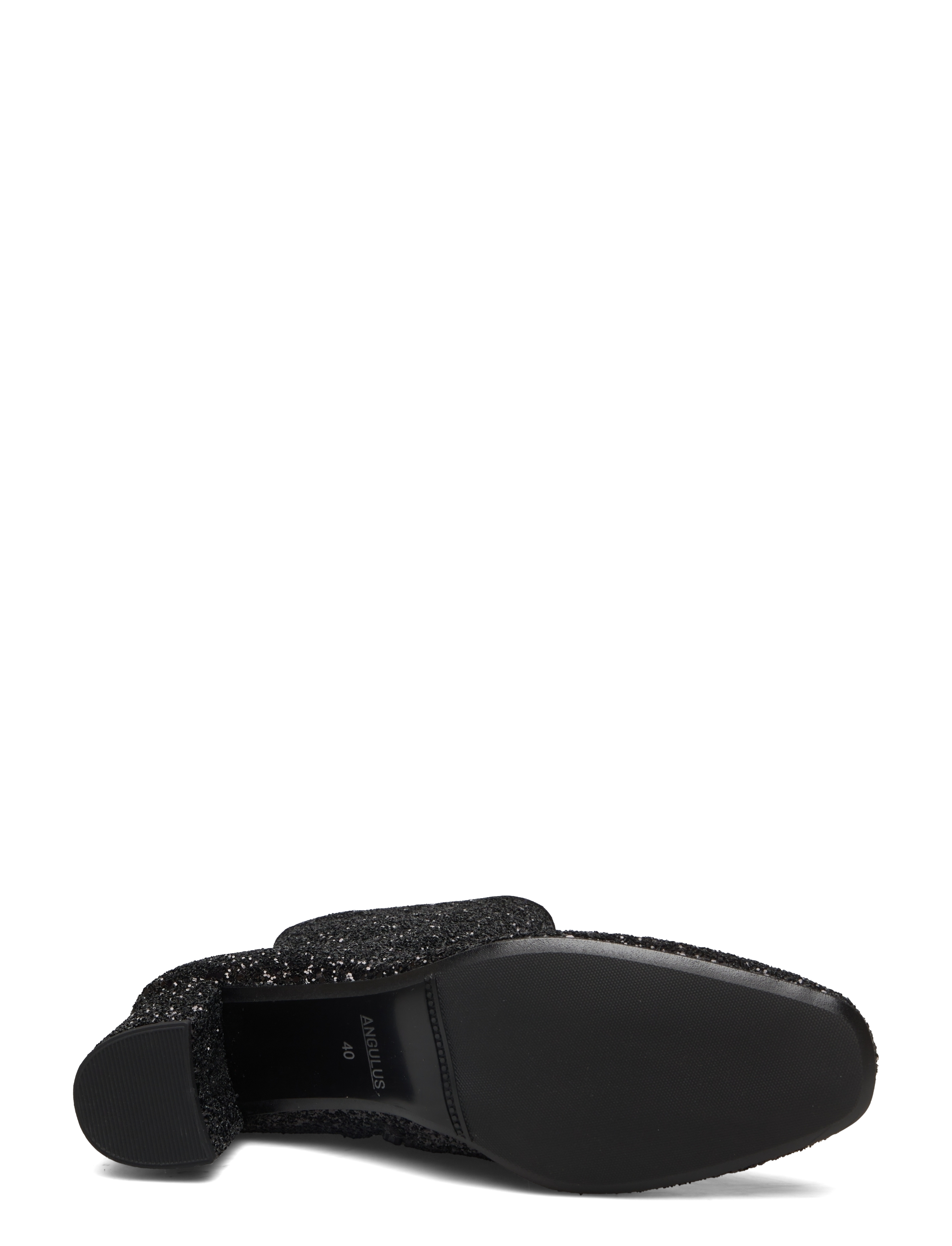 ANGULUS - Bootie - block heel - with zippe - høj hæl - 2486/1163 black glitter/black - 4