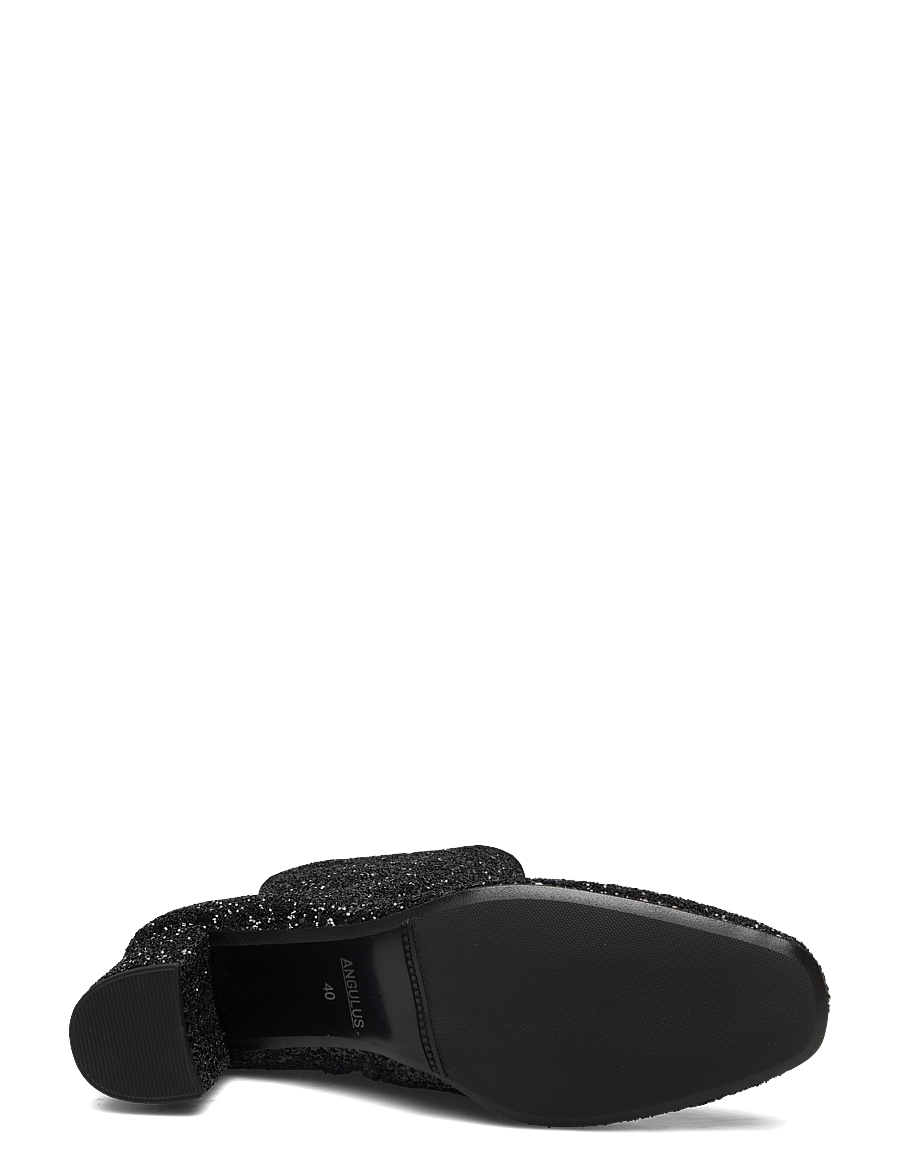 ANGULUS - Bootie - block heel - with zippe - stövletter - 2486/1163 black glitter/black - 4
