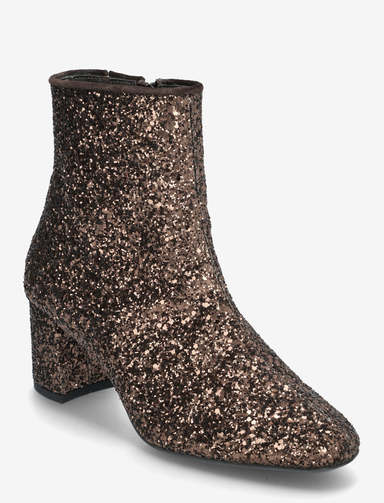 ANGULUS - Bootie - block heel - with zippe - kõrge konts - 2487/2193 brown glitter/dark b - 0