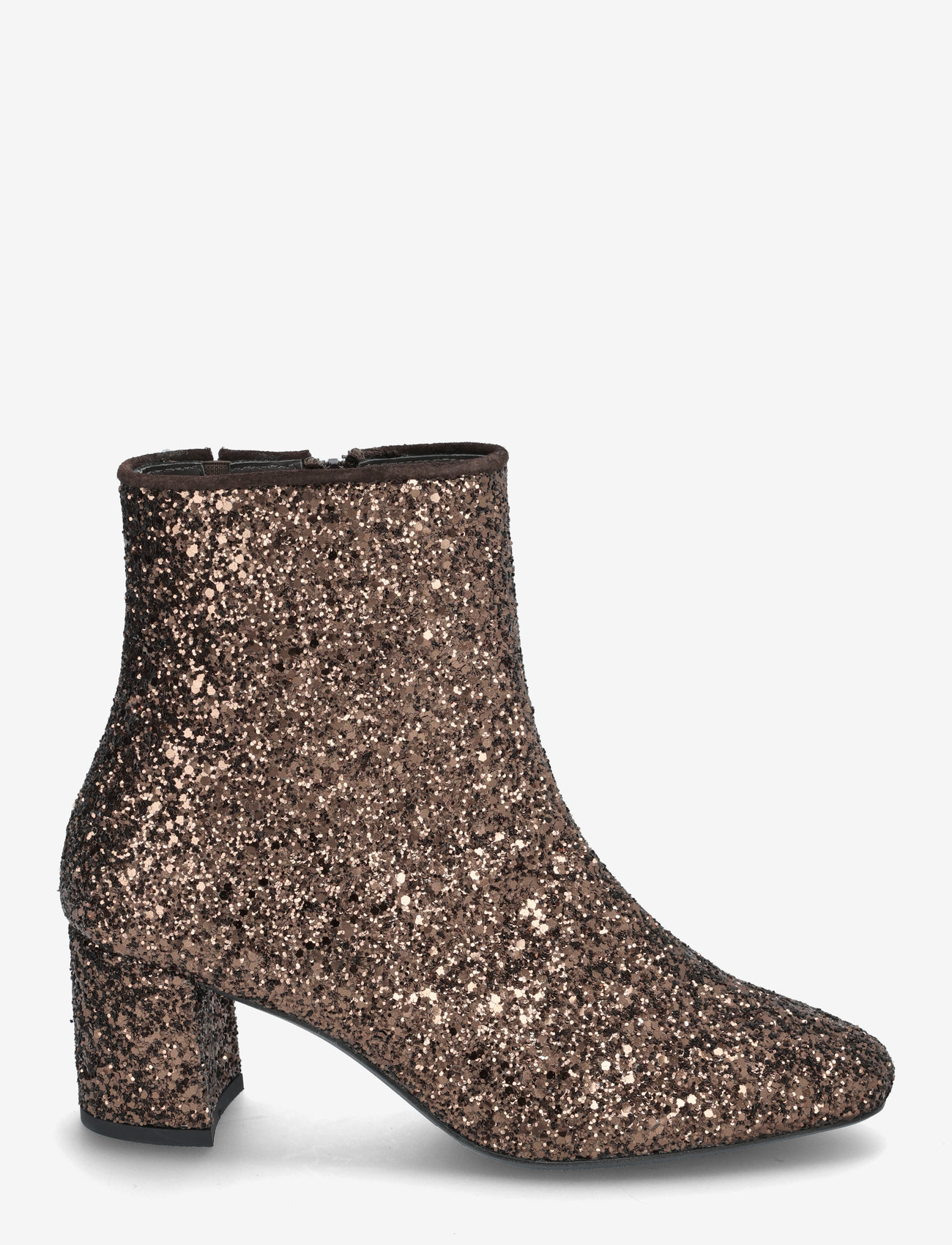 ANGULUS - Bootie - block heel - with zippe - kõrge konts - 2487/2193 brown glitter/dark b - 1