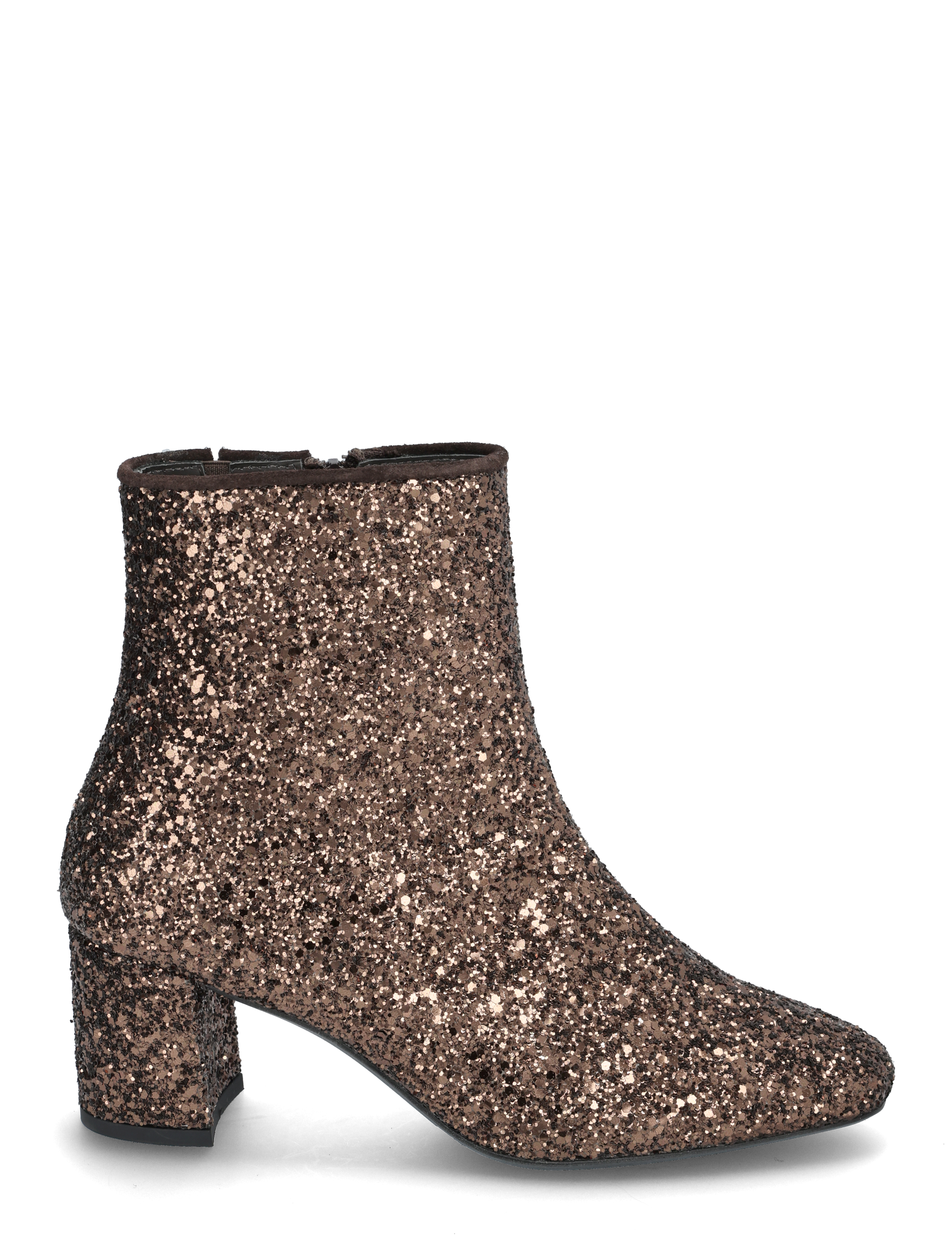 ANGULUS - Bootie - block heel - with zippe - høye hæler - 2487/2193 brown glitter/dark b - 2