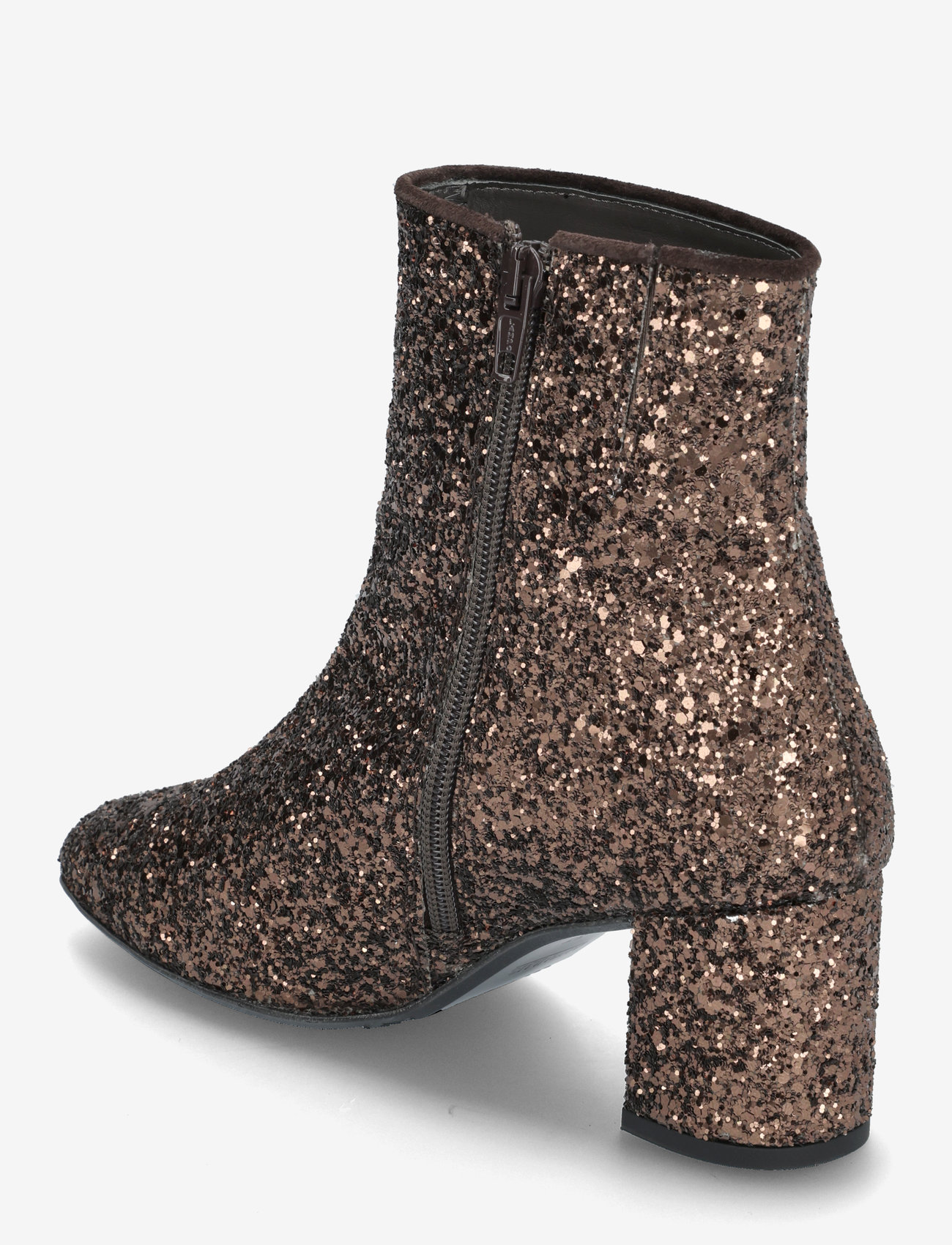 ANGULUS - Bootie - block heel - with zippe - kõrge konts - 2487/2193 brown glitter/dark b - 2