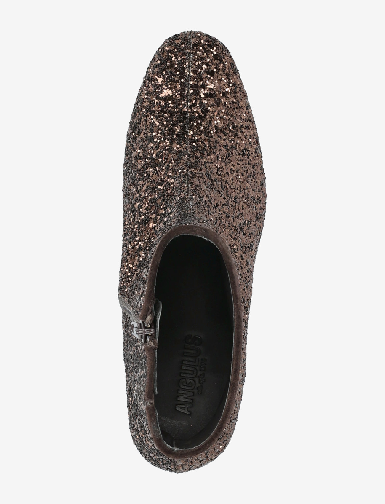 ANGULUS - Bootie - block heel - with zippe - kõrge konts - 2487/2193 brown glitter/dark b - 3