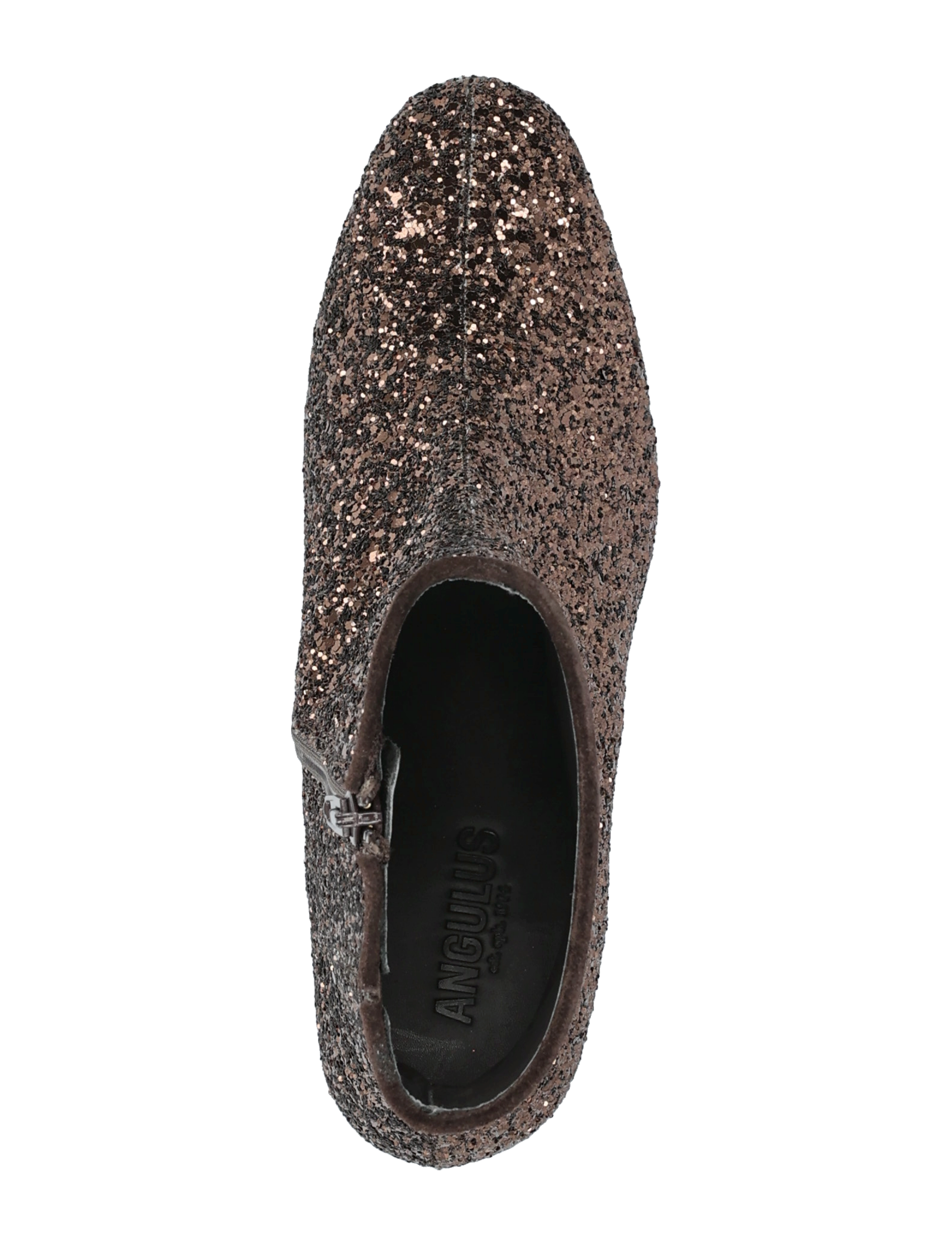 ANGULUS - Bootie - block heel - with zippe - høye hæler - 2487/2193 brown glitter/dark b - 4