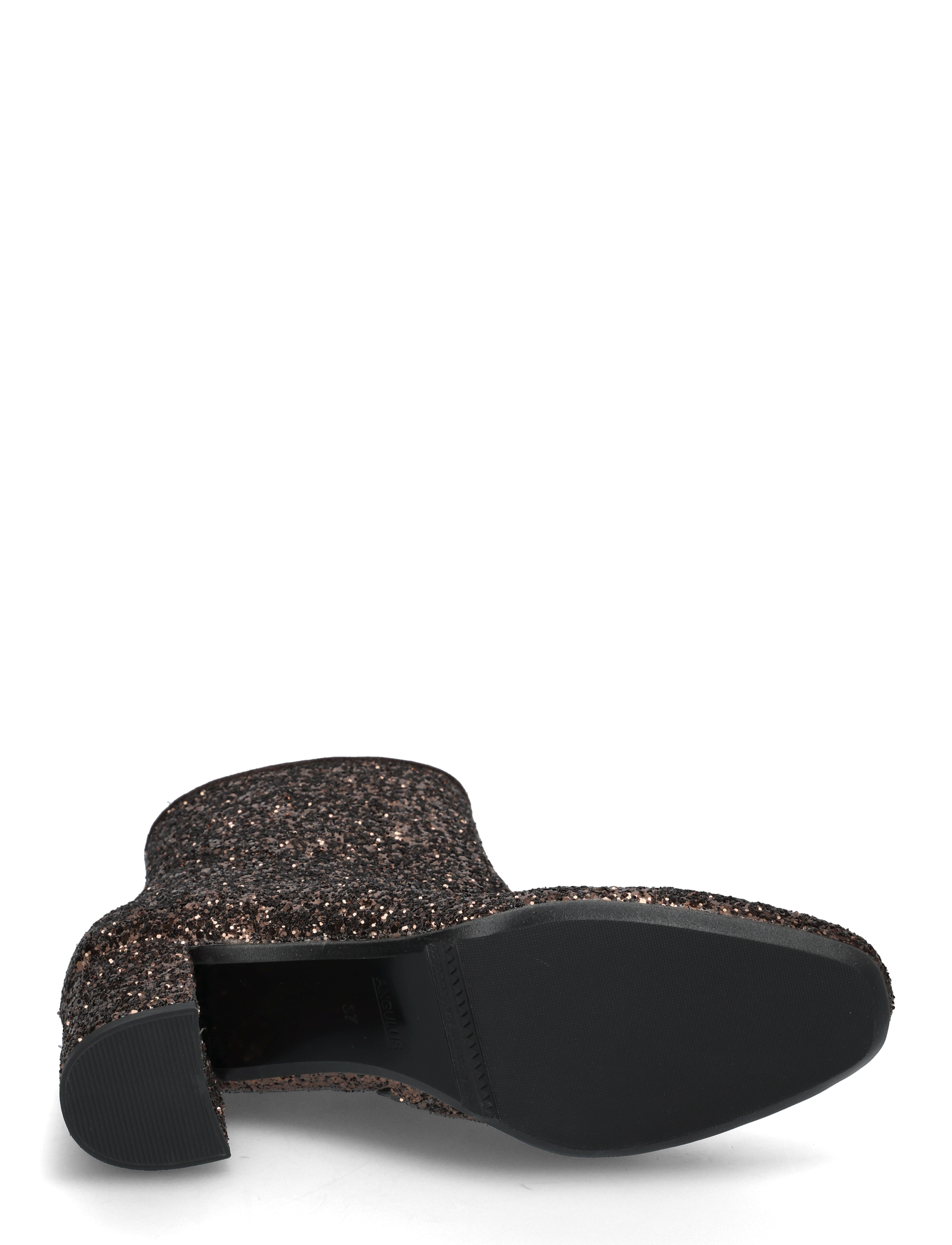 ANGULUS - Bootie - block heel - with zippe - høye hæler - 2487/2193 brown glitter/dark b - 5