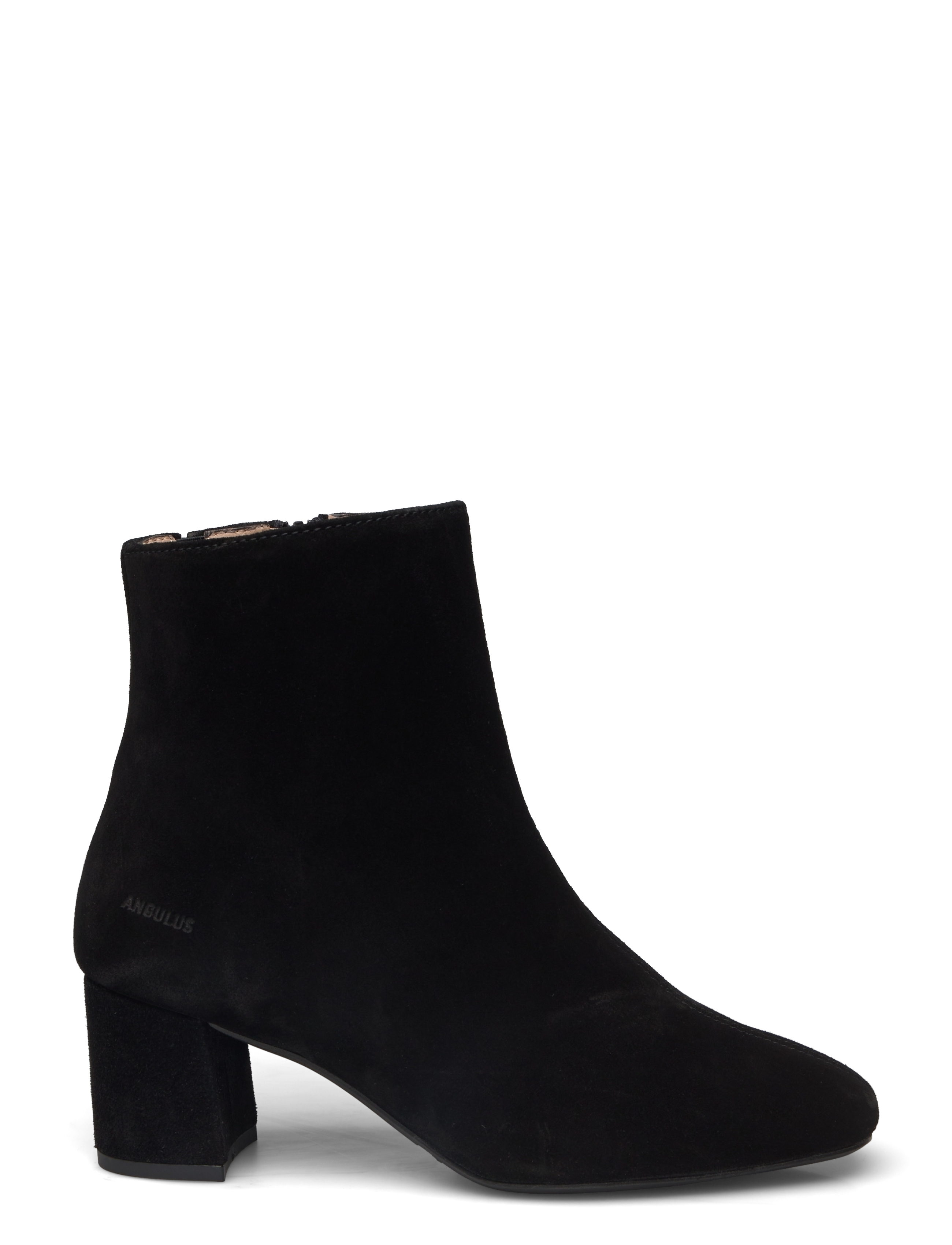 ANGULUS - Bootie - block heel - with zippe - høj hæl - 1163/001 black/ black - 1