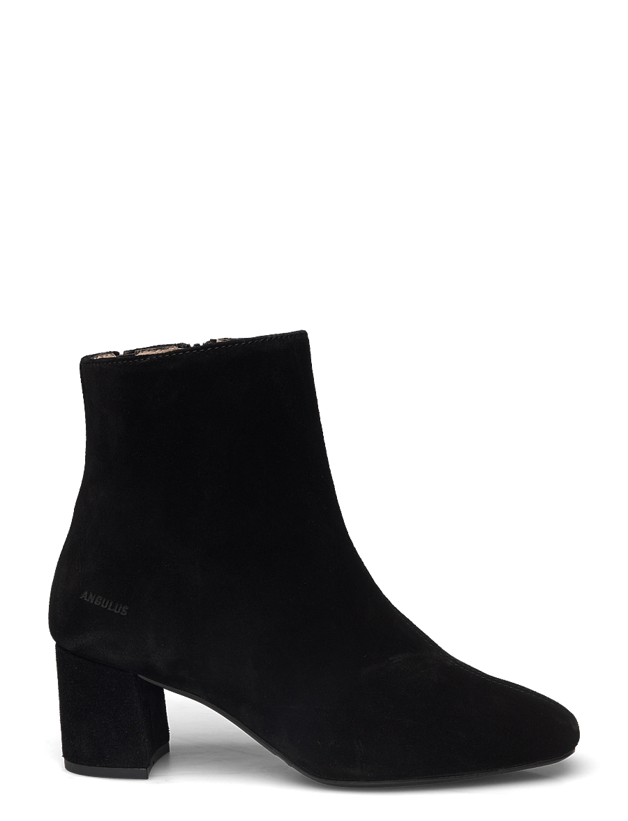 ANGULUS - Bootie - block heel - with zippe - augstpapēžu puszābaki - 1163/001 black/ black - 1