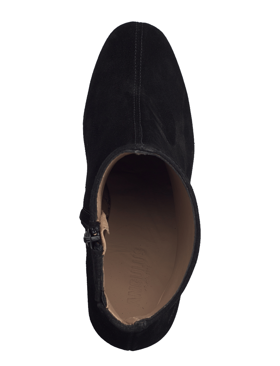 ANGULUS - Bootie - block heel - with zippe - augstpapēžu puszābaki - 1163/001 black/ black - 3