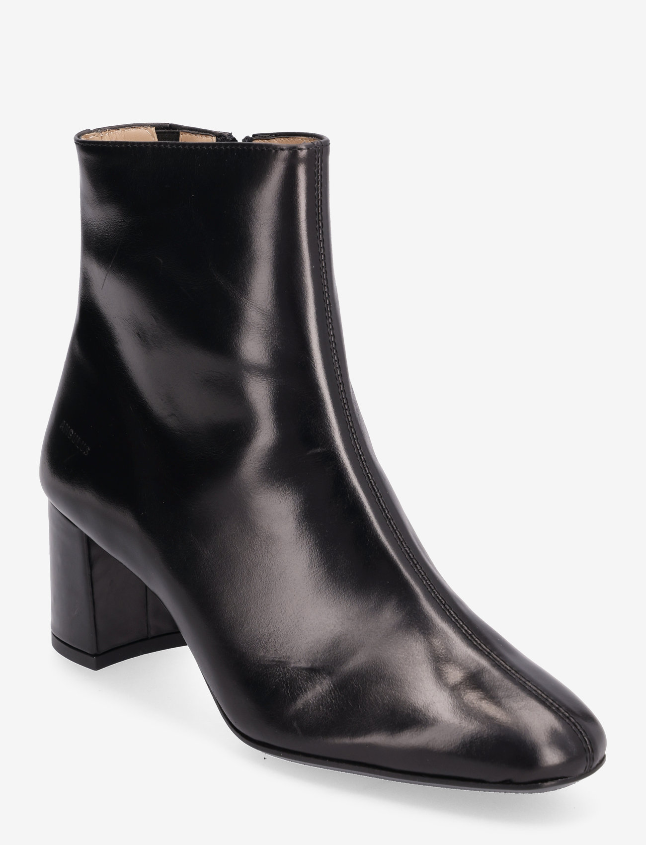 ANGULUS - Bootie - block heel - with zippe - hög klack - 1835/001 black/black - 0
