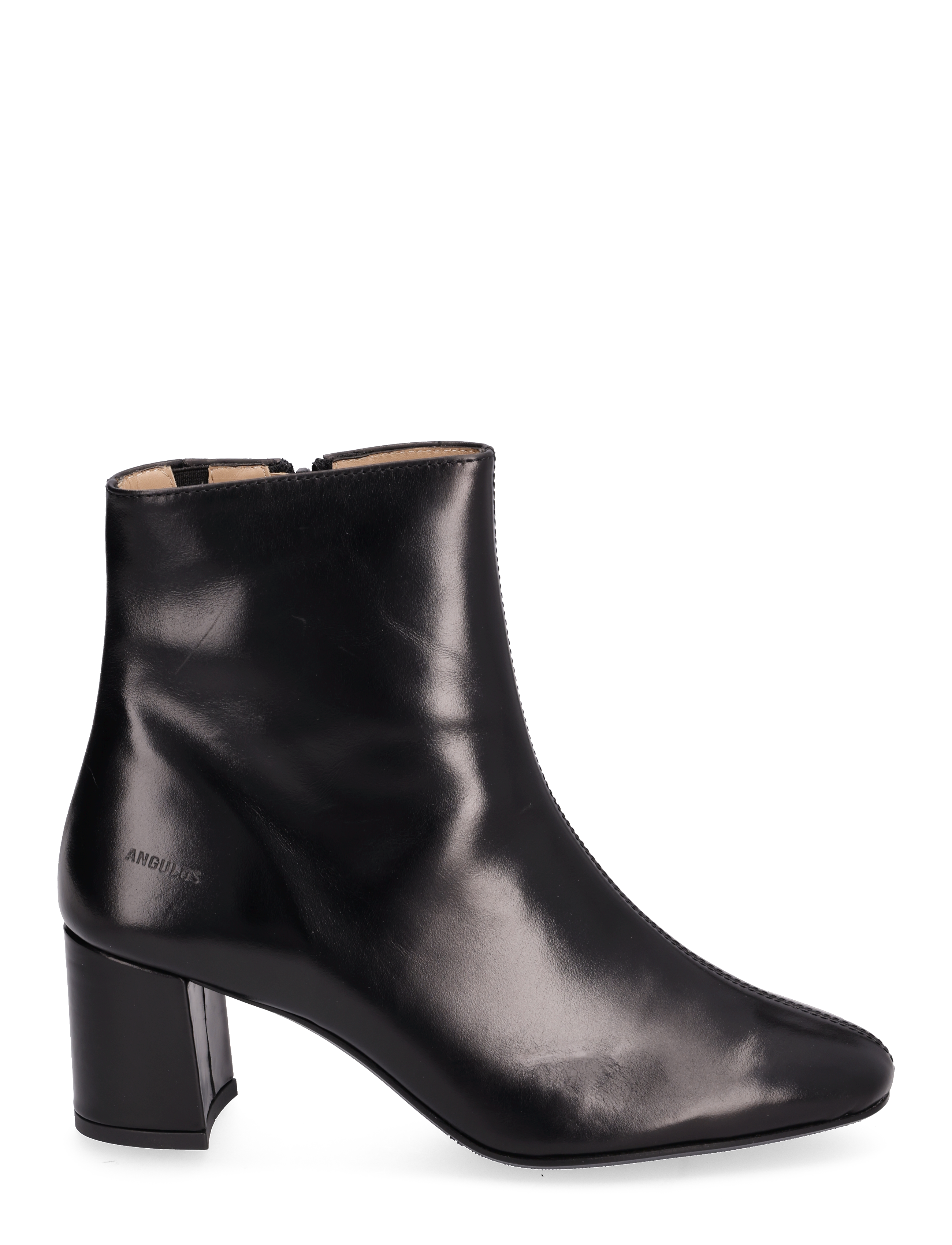 ANGULUS - Bootie - block heel - with zippe - høj hæl - 1835/001 black/black - 1