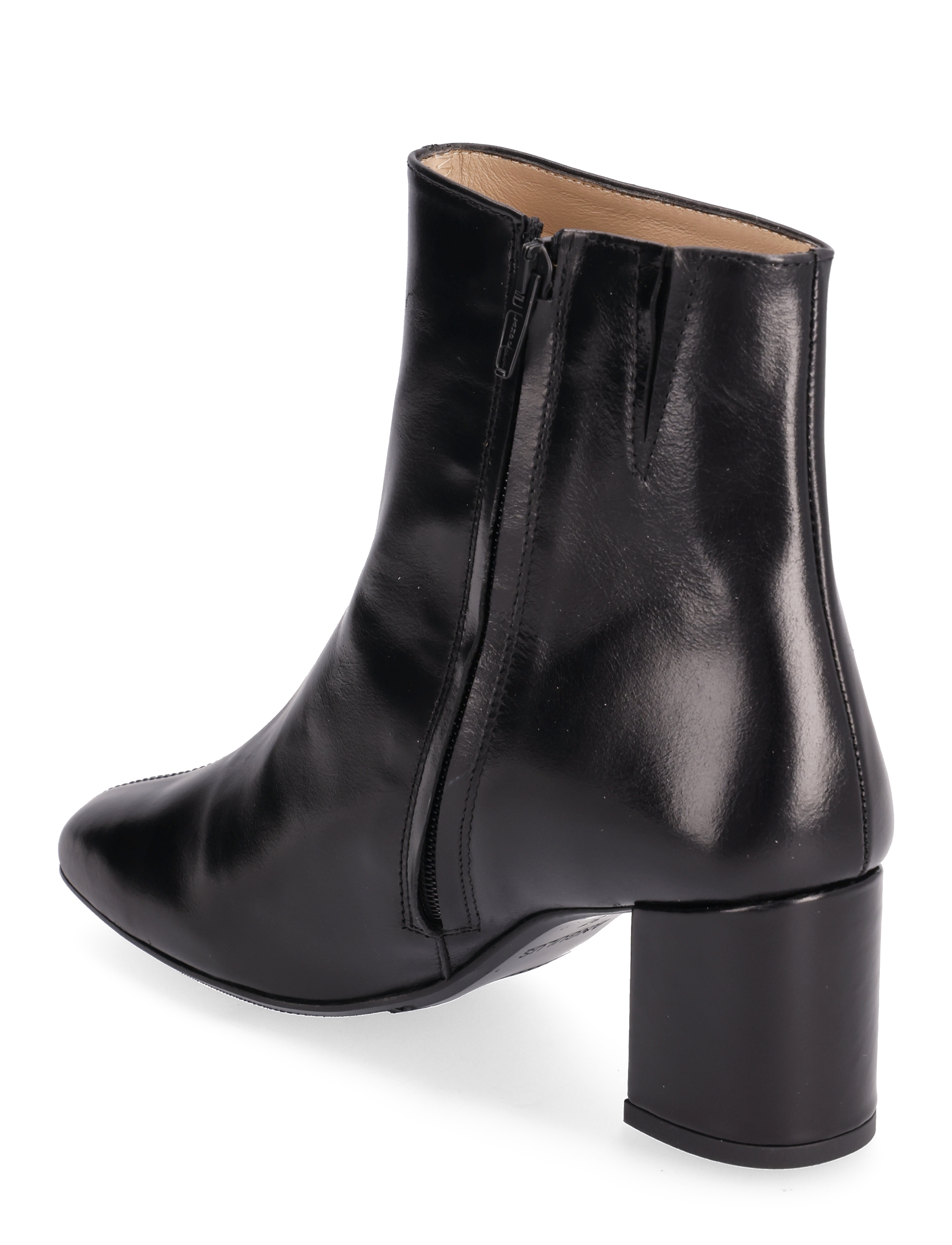 ANGULUS - Bootie - block heel - with zippe - høj hæl - 1835/001 black/black - 2