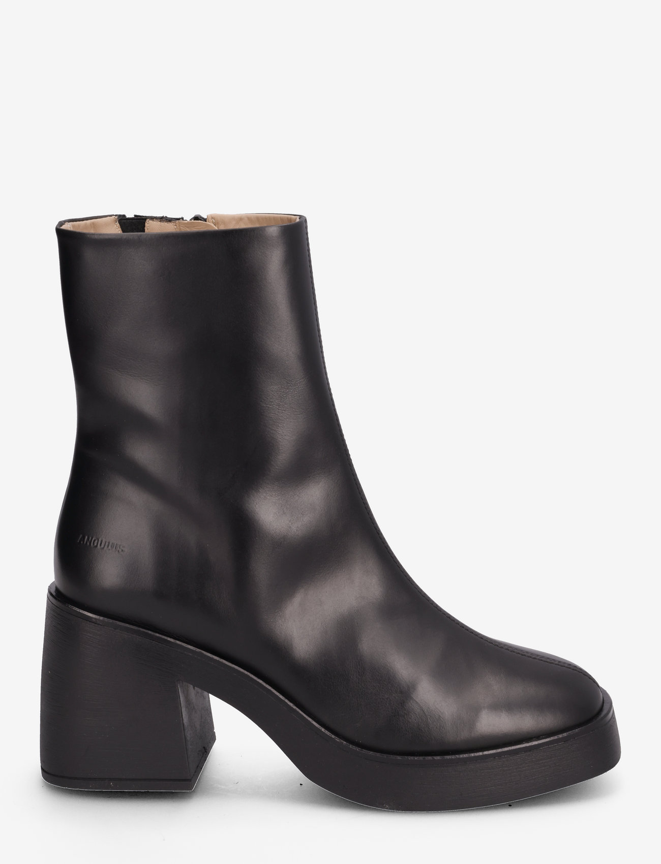 ANGULUS - Bootie - block heel - with zippe - høye hæler - 1604/001 black/black - 1