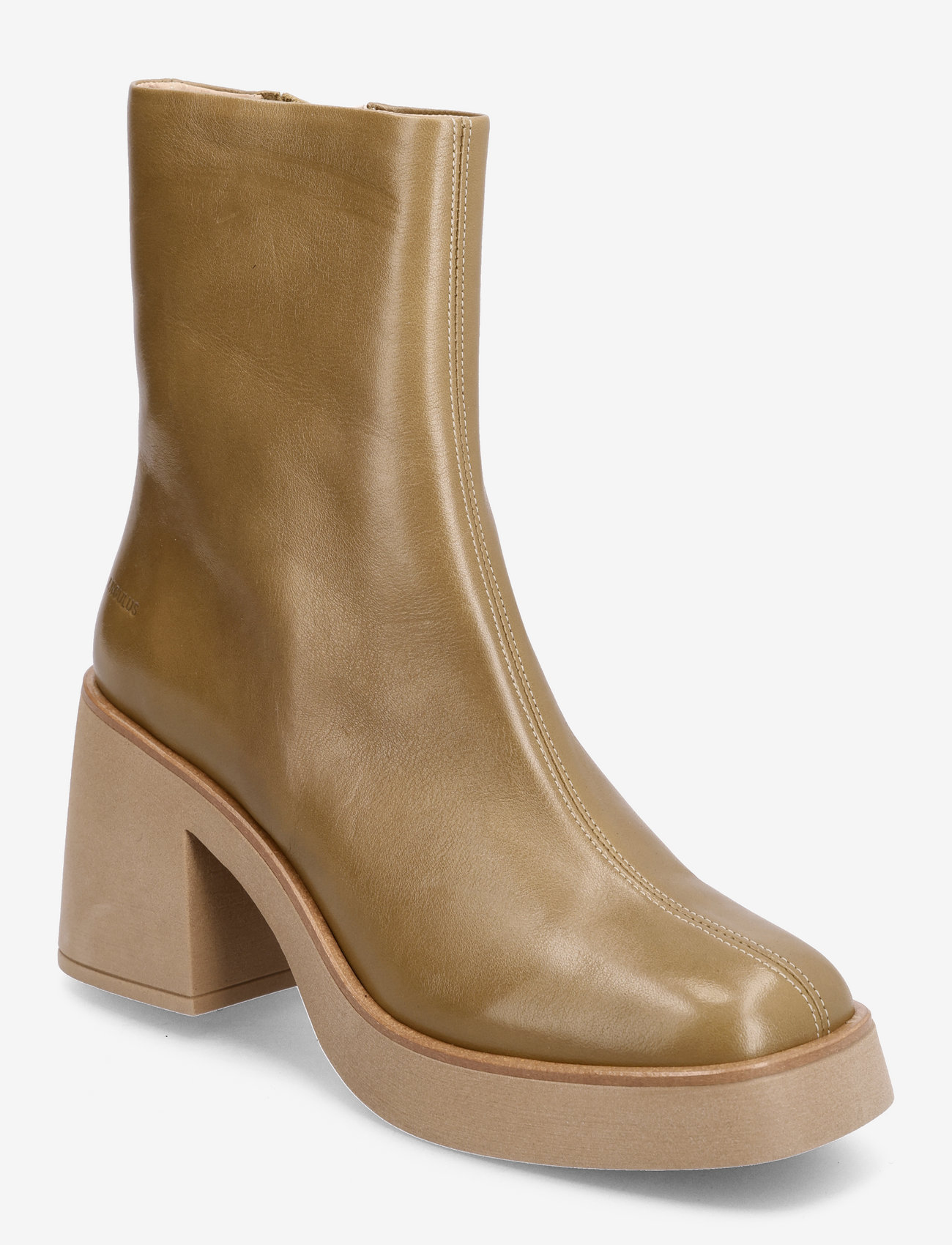 ANGULUS - Bootie - block heel - with zippe - augsts papēdis - 1728/010 olive/beige - 0