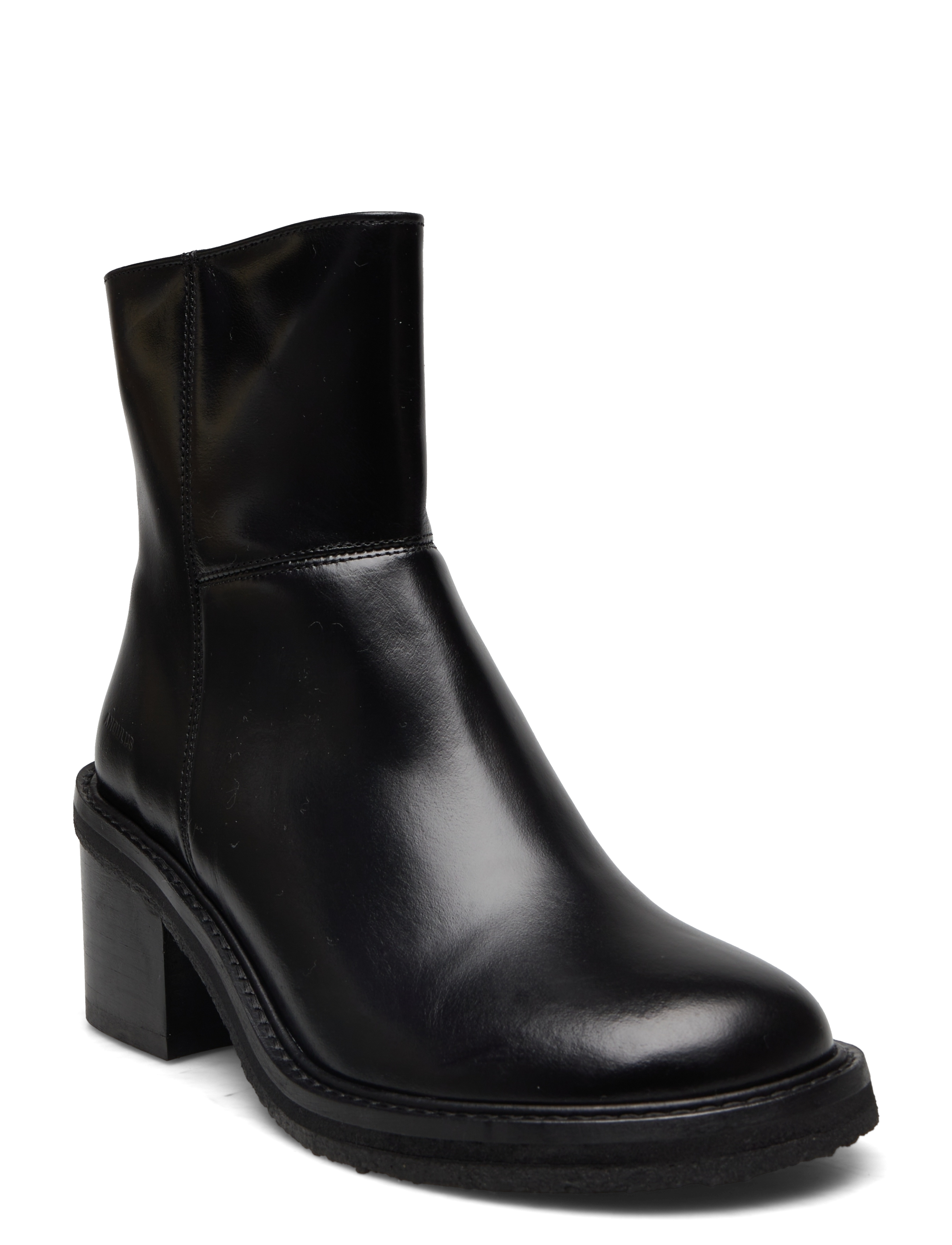 ANGULUS Bootie - Block Heel - With Zippe, 36, Black, Ankelstøvler > Ankelstøvler Med Hæl, Dame