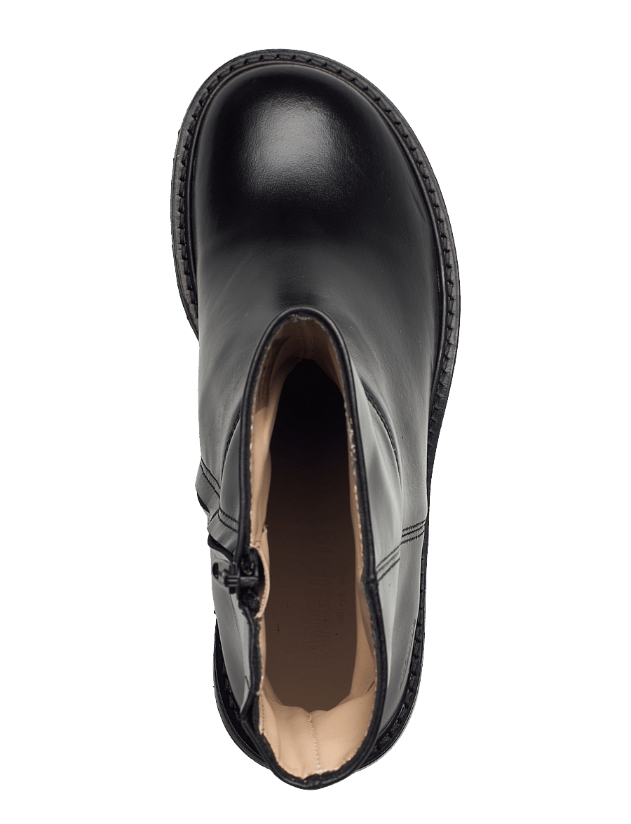ANGULUS - Bootie - block heel - with zippe - aukštakulniai aulinukai iki kulkšnių - 1835/001 black/black - 3