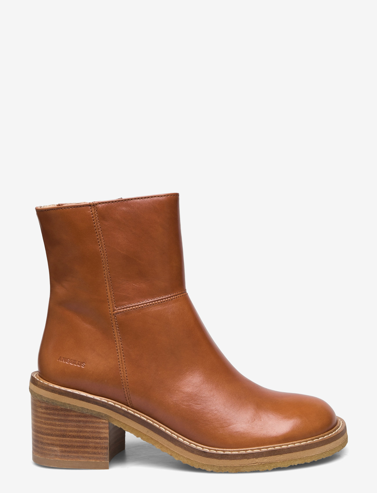 ANGULUS - Bootie - block heel - with zippe - high heel - 1838/002 cognac/dark brown - 1