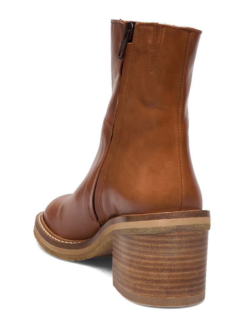 ANGULUS - Bootie - block heel - with zippe - støvletter - 1838/002 cognac/dark brown - 3