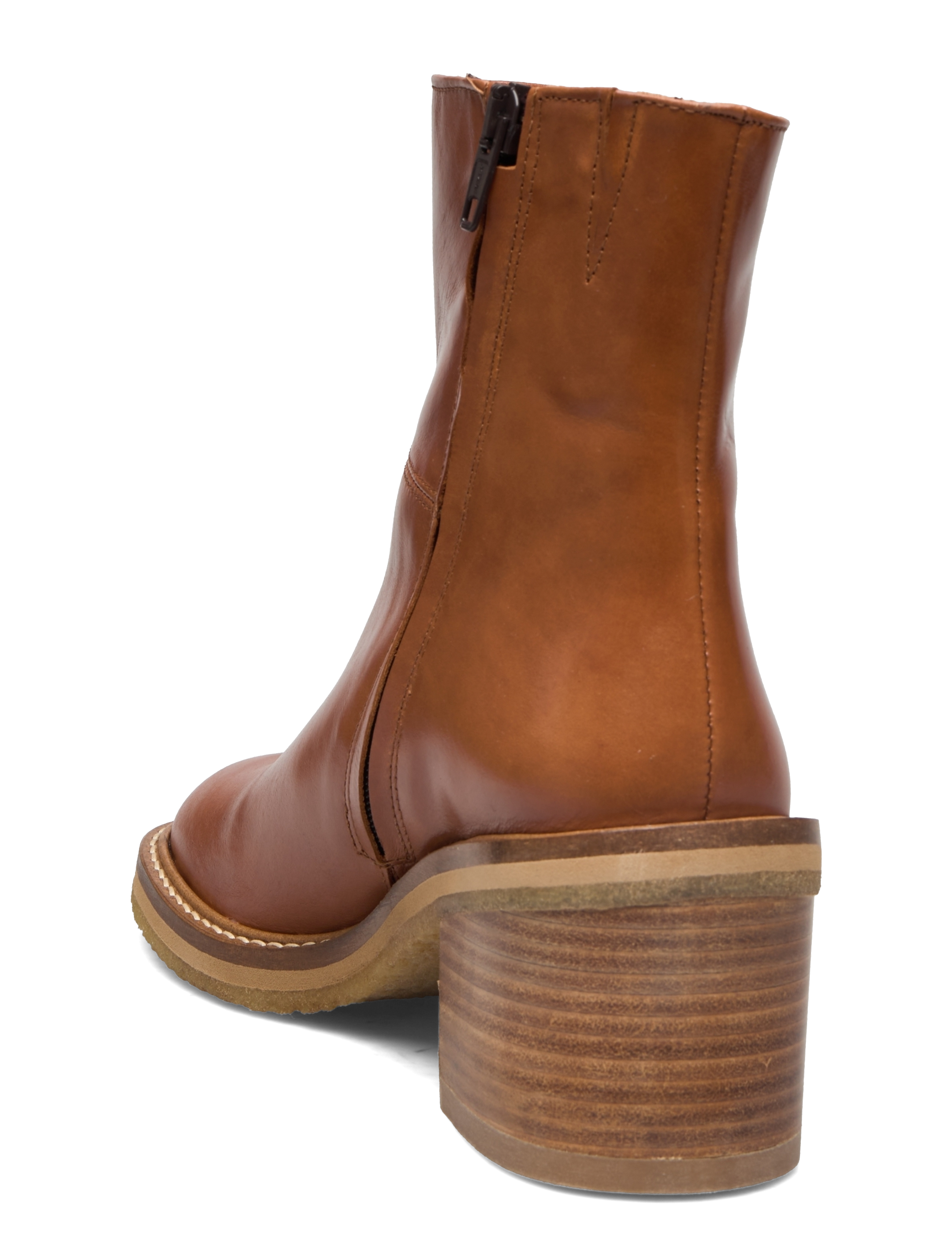 ANGULUS - Bootie - block heel - with zippe - høj hæl - 1838/002 cognac/dark brown - 3