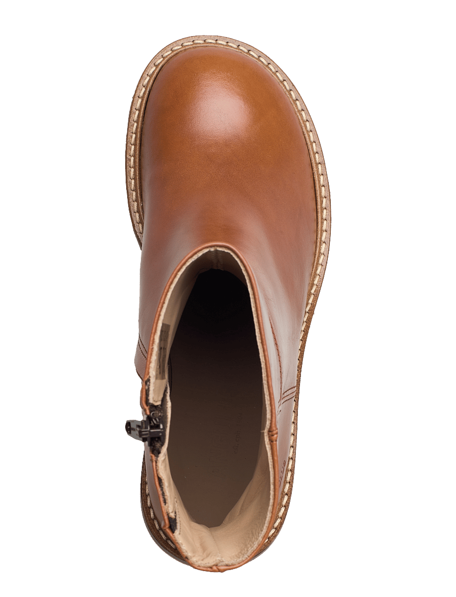 ANGULUS - Bootie - block heel - with zippe - aukštakulniai aulinukai iki kulkšnių - 1838/002 cognac/dark brown - 4