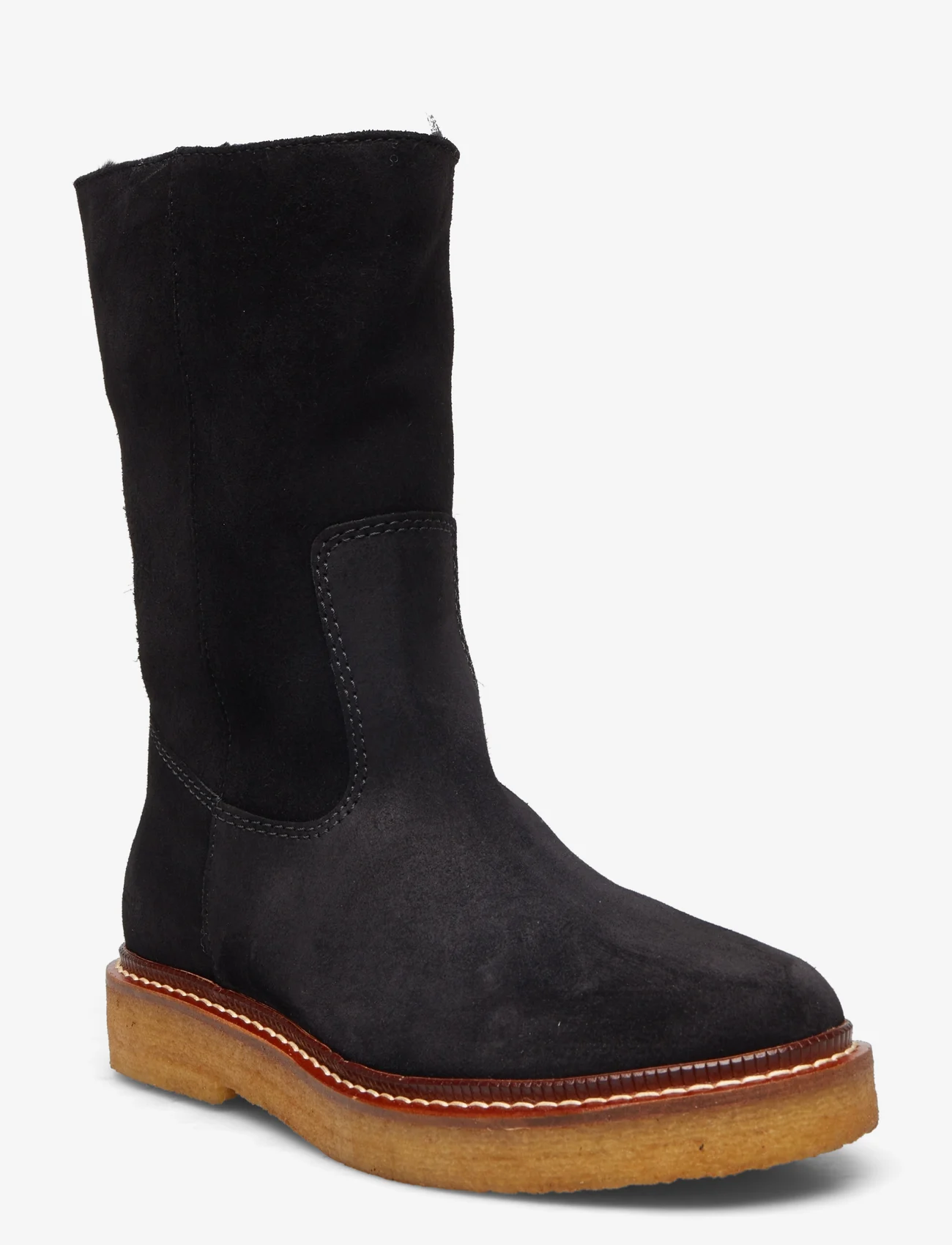 ANGULUS - Boots - flat - platte enkellaarsjes - 1163/2014 black/black lamb woo - 0