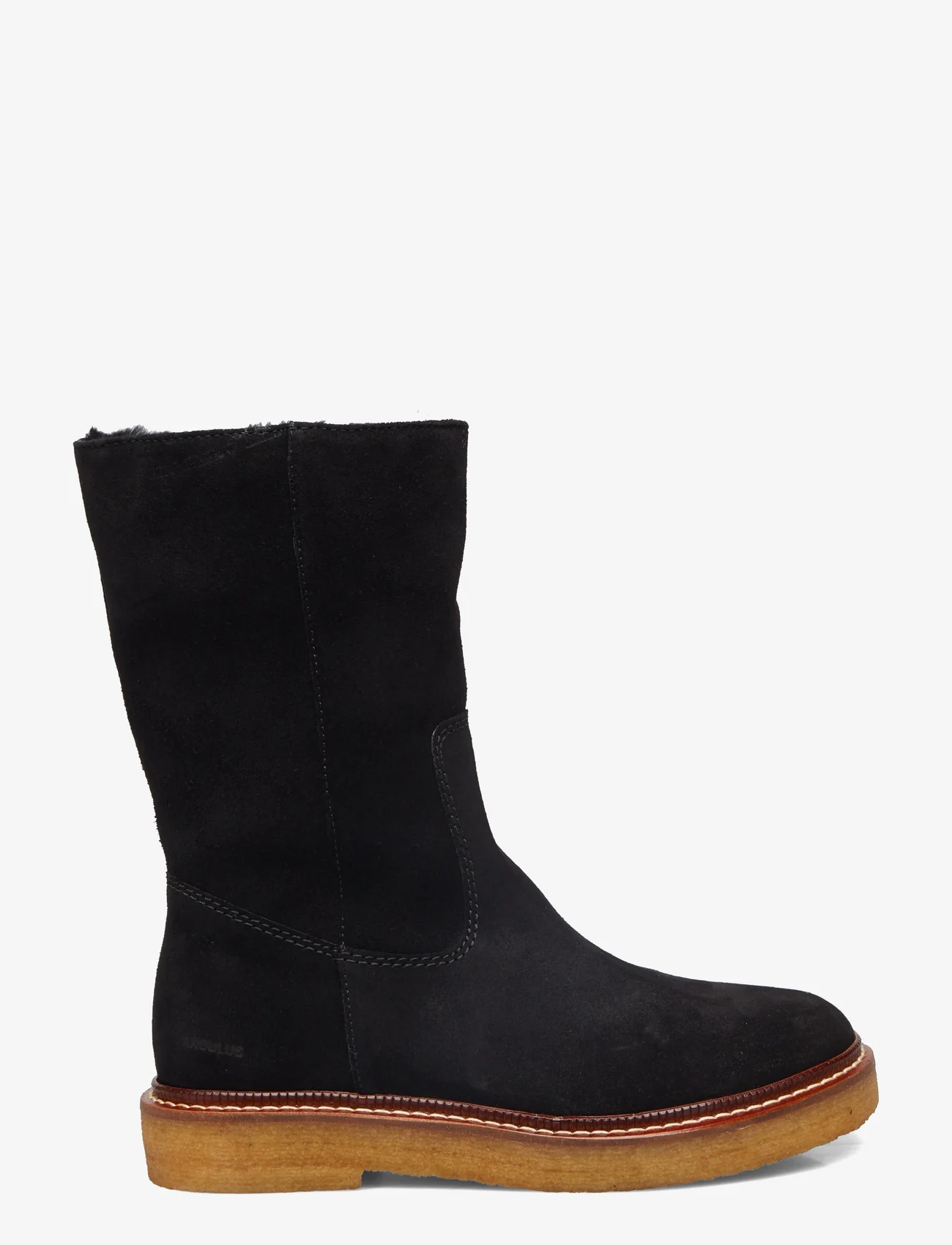 ANGULUS - Boots - flat - lygiapadžiai aulinukai iki kulkšnių - 1163/2014 black/black lamb woo - 1