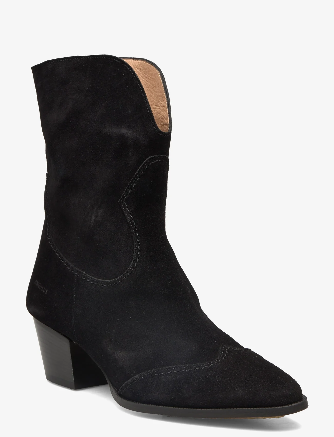 ANGULUS - Bootie - block heel - with zippe - høye hæler - 1163 black - 0