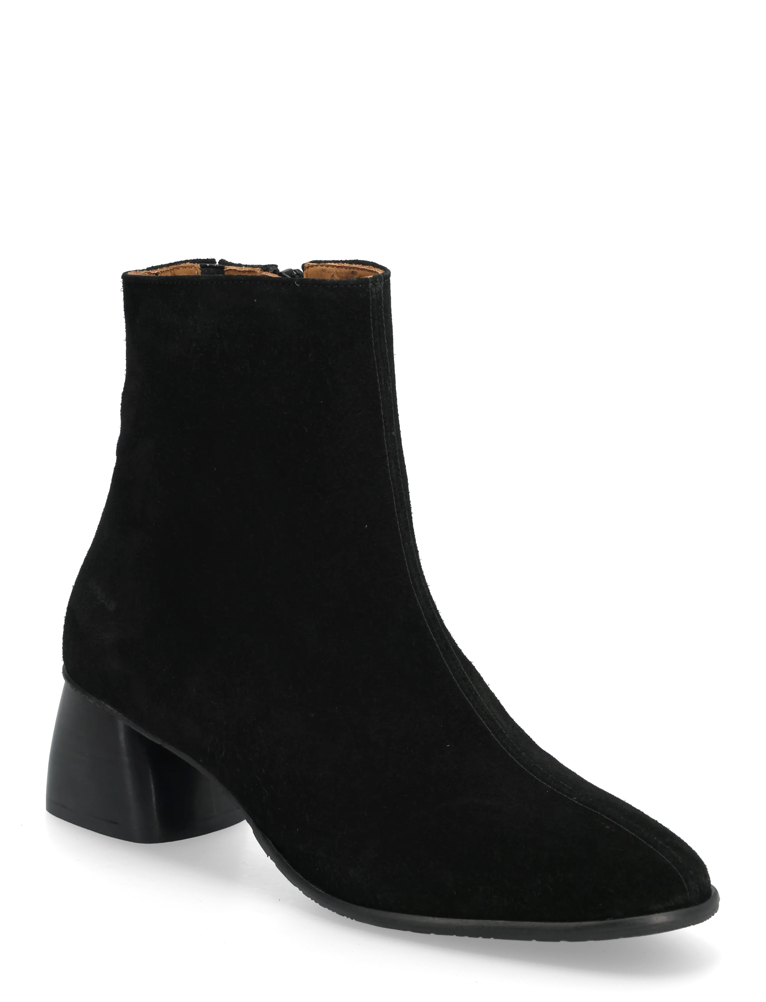 ANGULUS Bootie - Block Heel - With Zippe, 38, Black, Ankelstøvler > Ankelstøvler Med Hæl, Dame