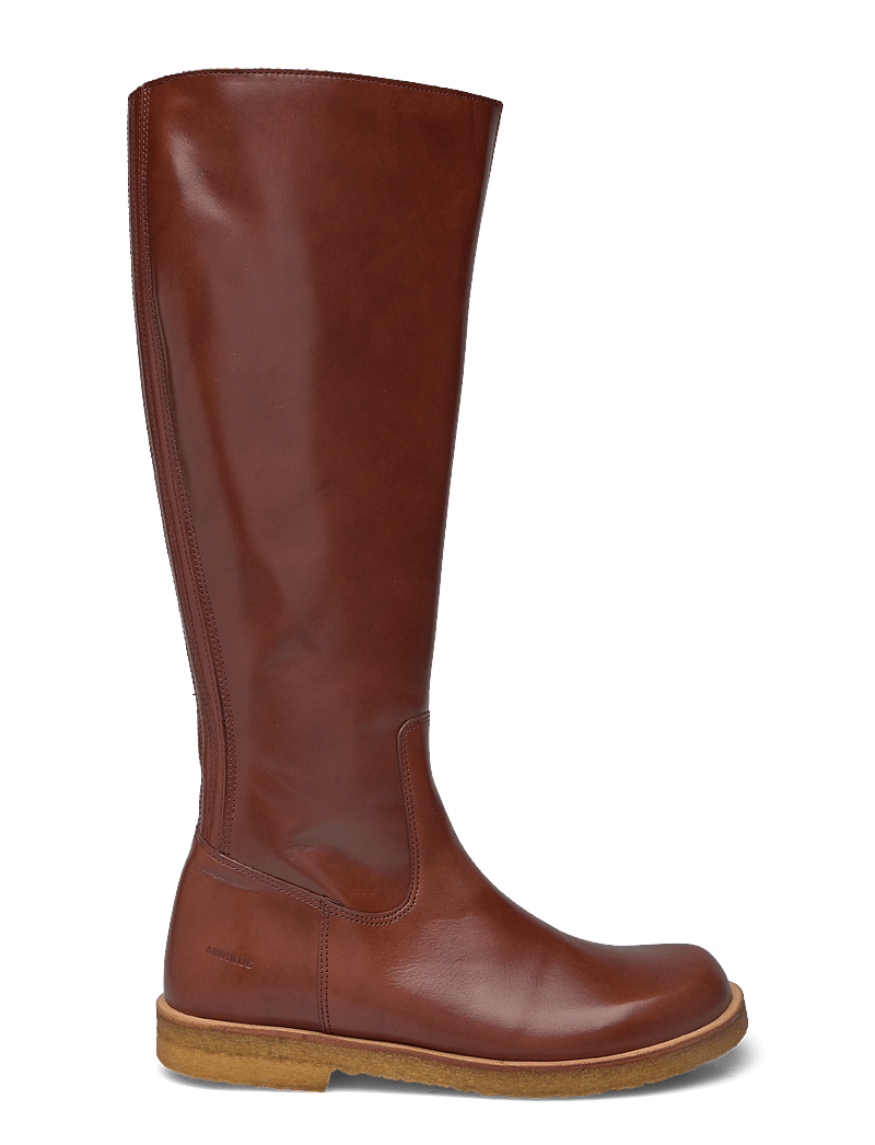ANGULUS - Booties - flat - with zipper - knähöga stövlar - 1837/001 cognac/black - 1
