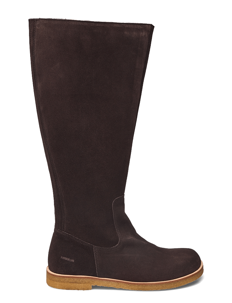 ANGULUS - Booties - flat - with zipper - knähöga stövlar - 2193/001 dark brown/black - 1