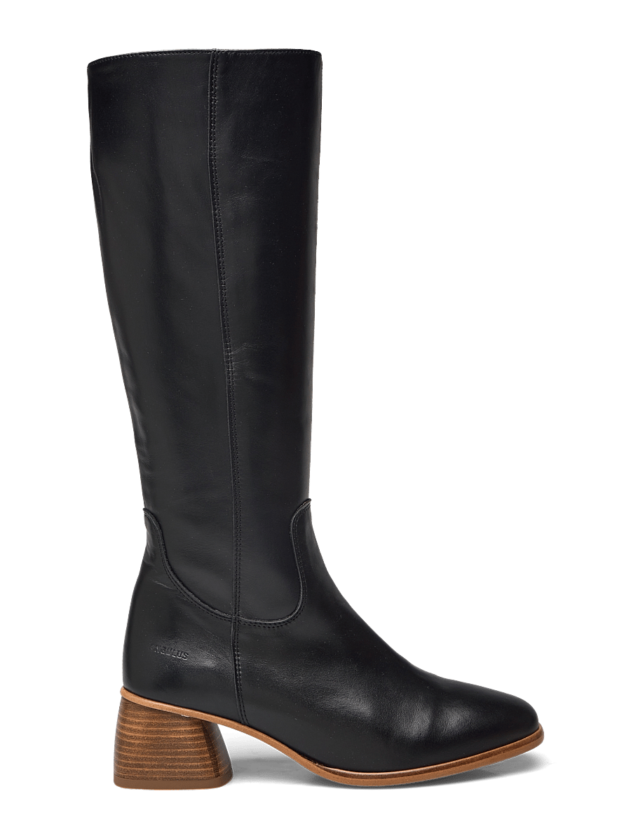 ANGULUS - Boots - Block heel with zipper - høye boots - 1604/001 black/black - 1