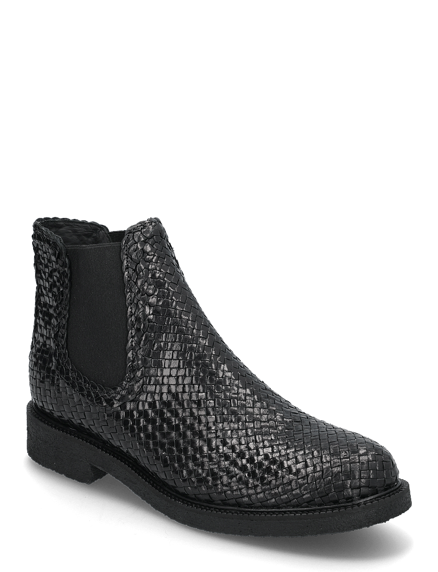 ANGULUS - Booties - flat - with elastic - flade ankelstøvler - 2072/001 black braid/black - 1