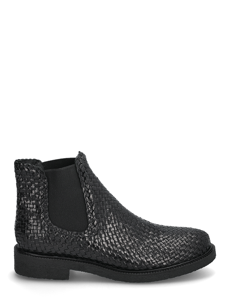ANGULUS - Booties - flat - with elastic - flade ankelstøvler - 2072/001 black braid/black - 2
