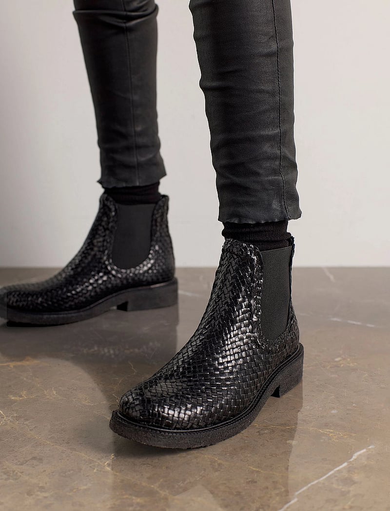 ANGULUS - Booties - flat - with elastic - madalad poolsaapad - 2072/001 black braid/black - 0