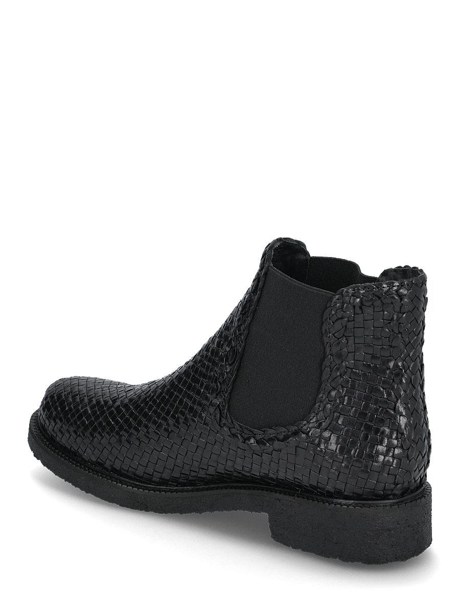 ANGULUS - Booties - flat - with elastic - flade ankelstøvler - 2072/001 black braid/black - 3
