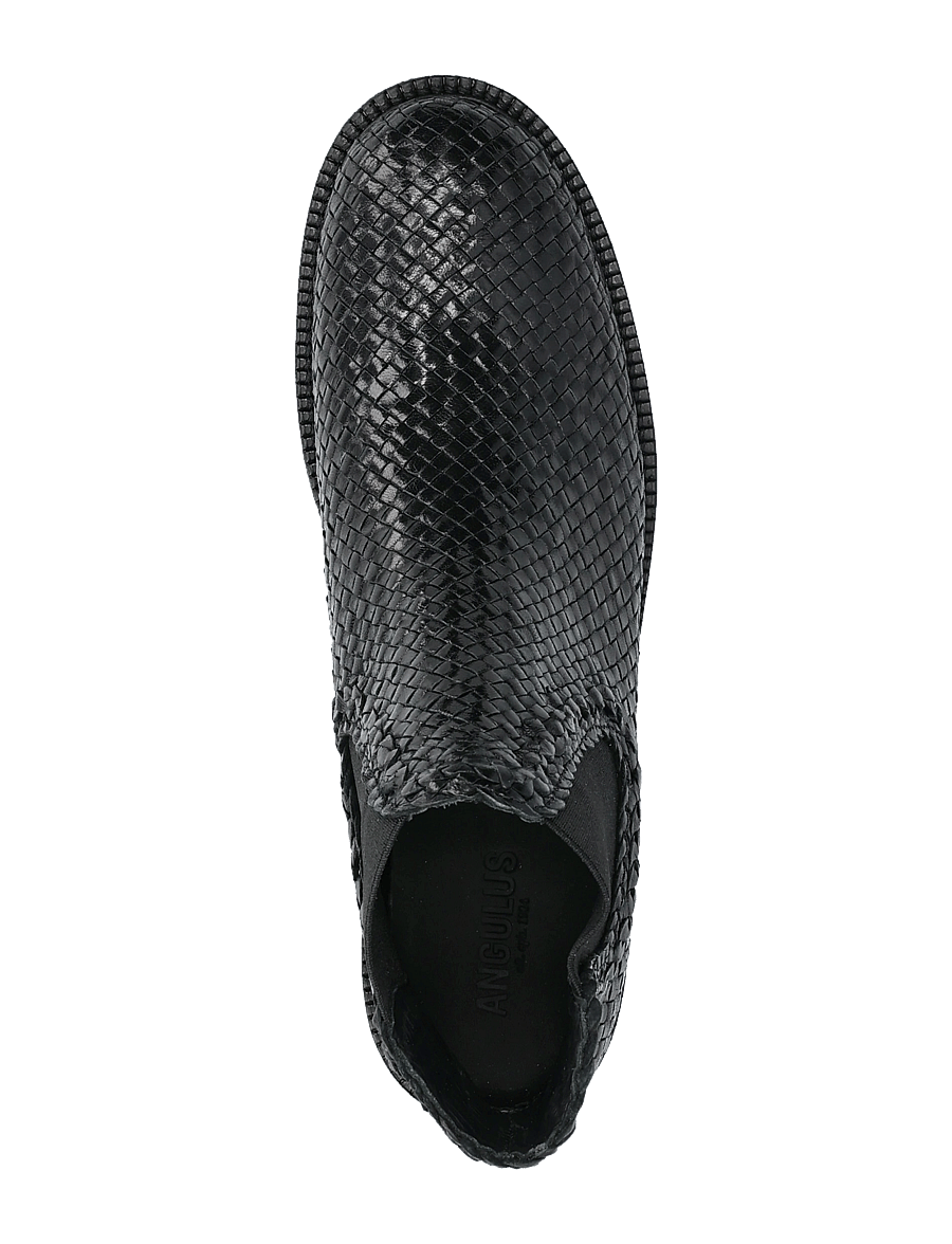 ANGULUS - Booties - flat - with elastic - flade ankelstøvler - 2072/001 black braid/black - 4