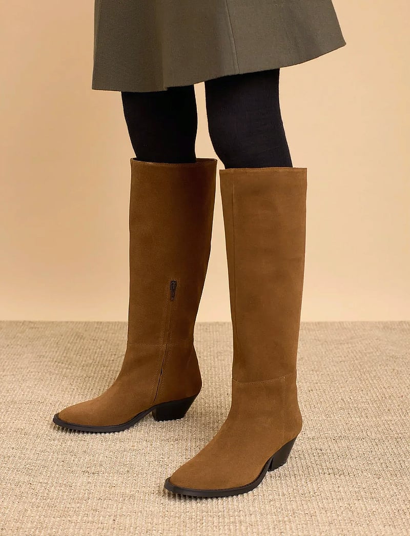 ANGULUS - Booties - Block heel - with elas - langskaftede støvler - 3451 camel - 0