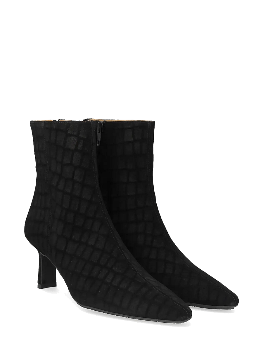 ANGULUS - Bootie - block heel - kontsaga poolsaapad - 4721/001 black croco/black ela - 0