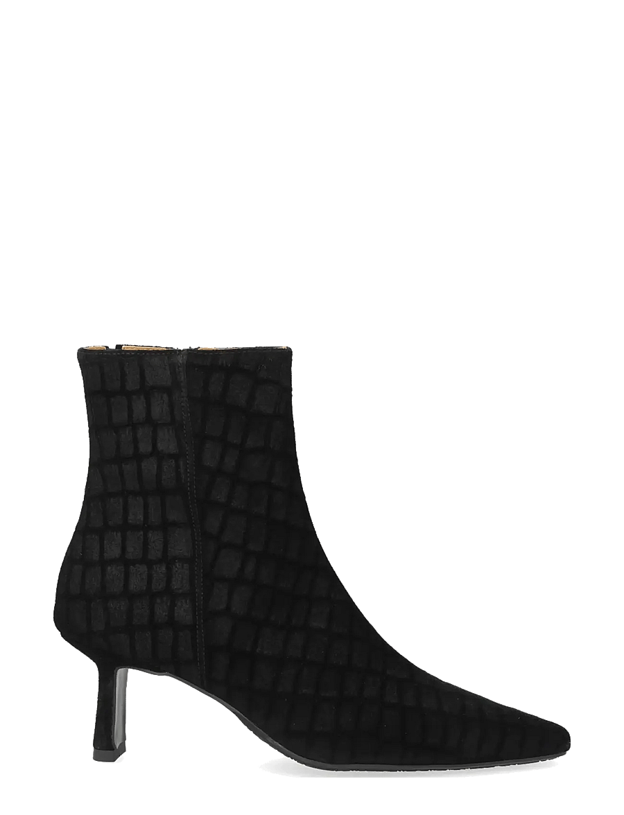 ANGULUS - Bootie - block heel - kontsaga poolsaapad - 4721/001 black croco/black ela - 1