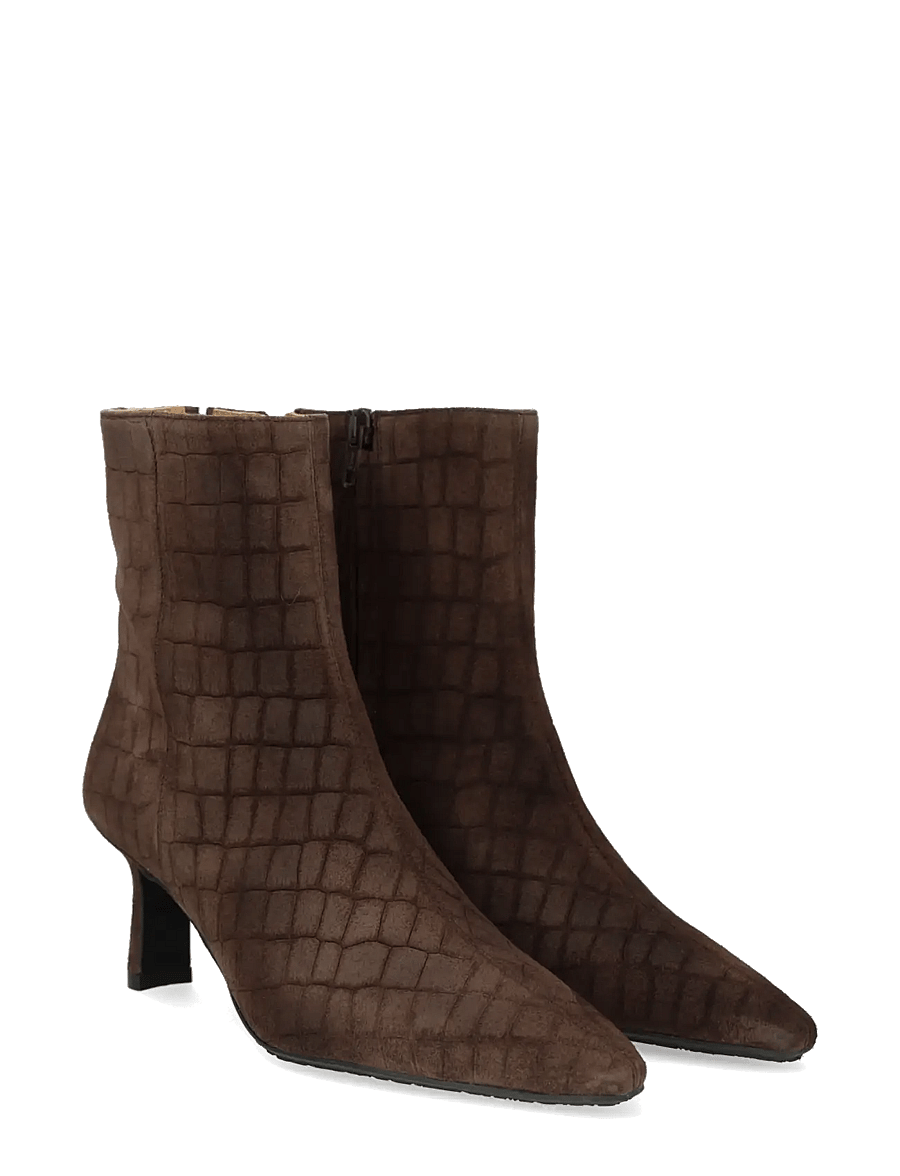 ANGULUS - Bootie - block heel - stiefeletten mit absatz - 4640/003 dark brown croco/dark - 0
