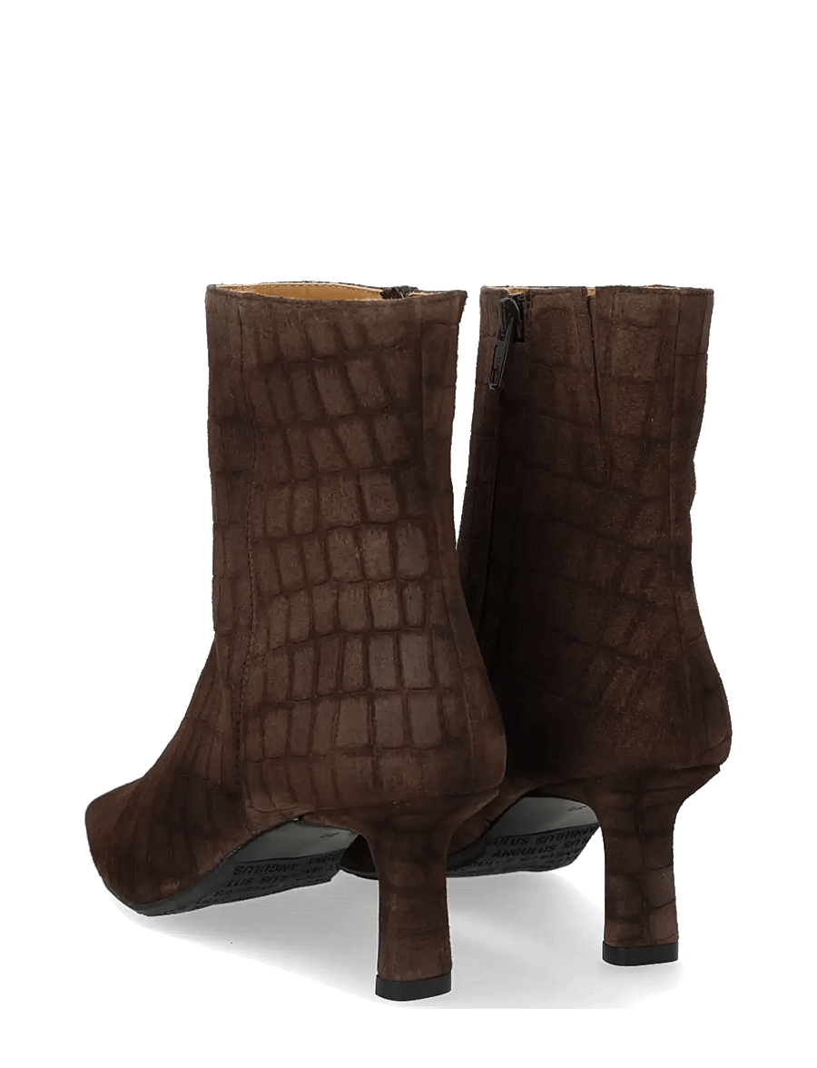 ANGULUS - Bootie - block heel - stiefeletten mit absatz - 4640/003 dark brown croco/dark - 2