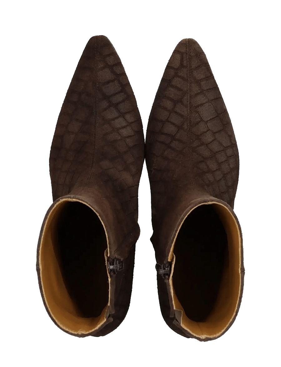 ANGULUS - Bootie - block heel - stiefeletten mit absatz - 4640/003 dark brown croco/dark - 3