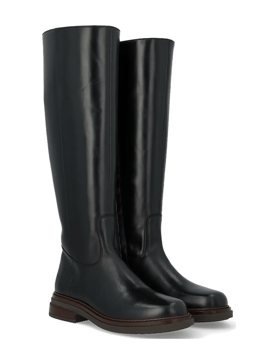 ANGULUS - Booties - flat - with zipper - knee high boots - 1835/001 black/black - 0