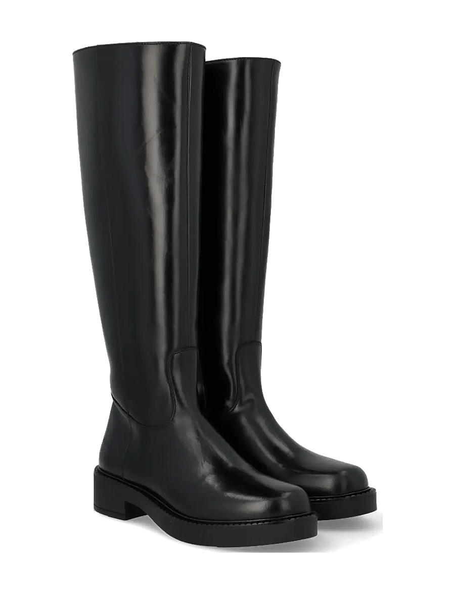 ANGULUS - Booties - flat - with zipper - knee high boots - 1835/001 black/black - 0