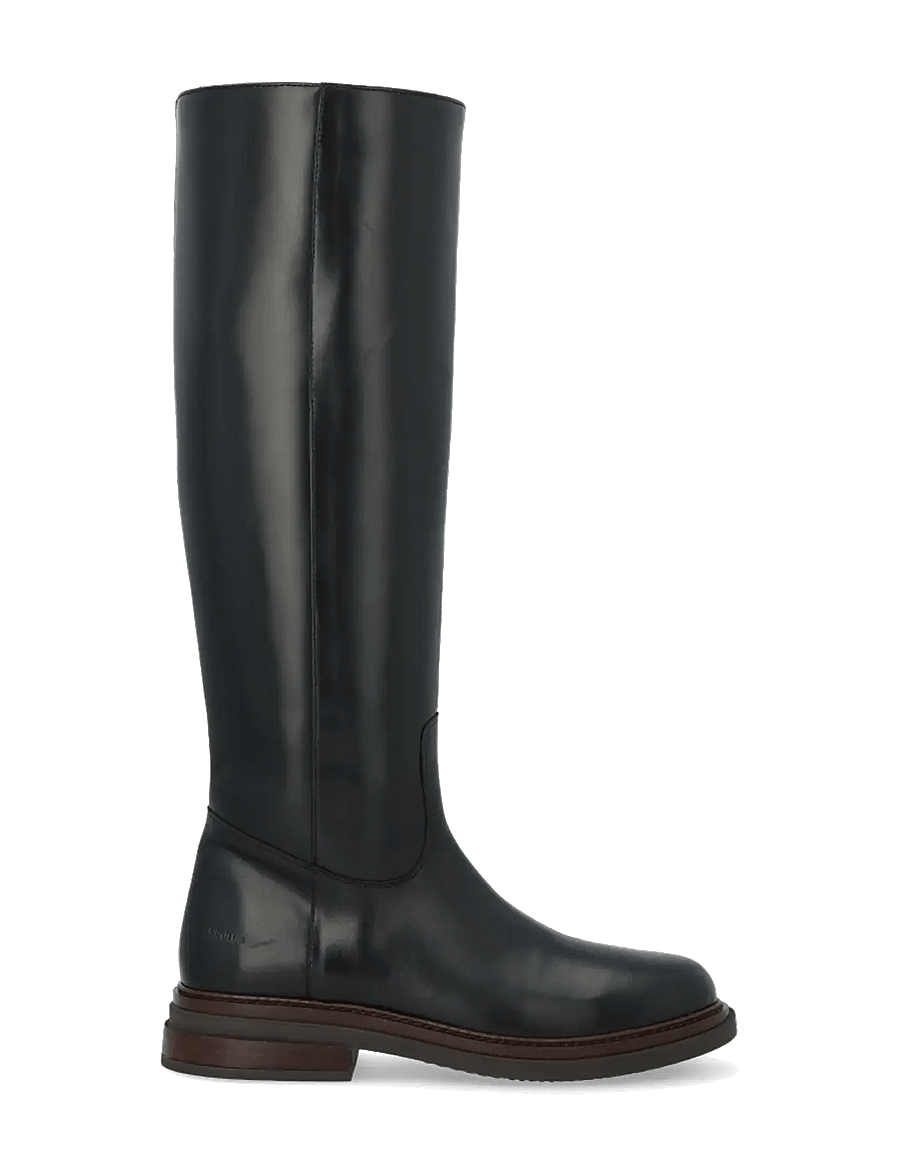 ANGULUS - Booties - flat - with zipper - knee high boots - 1835/001 black/black - 1