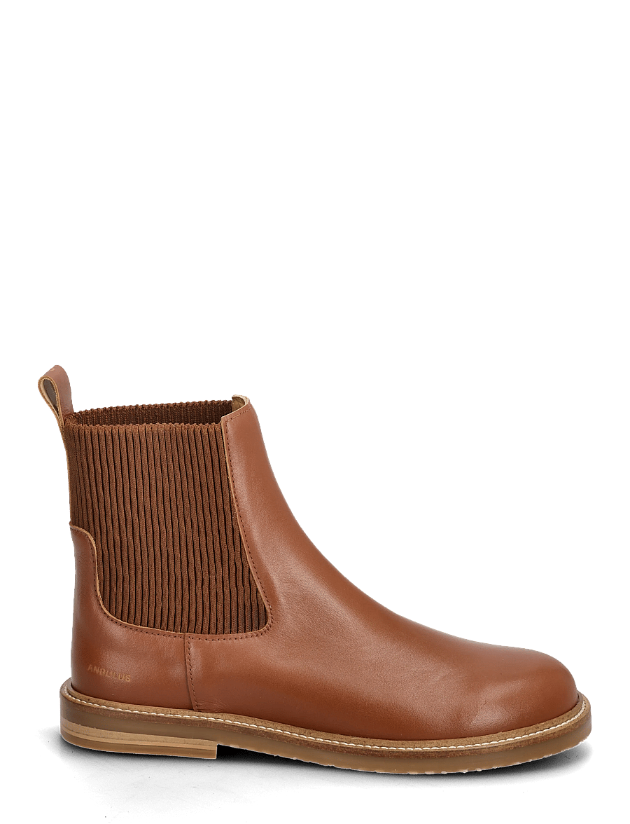 ANGULUS - Booties - flat - with elastic - platta ankelboots - 3480/040 cognac/brown elastic - 1