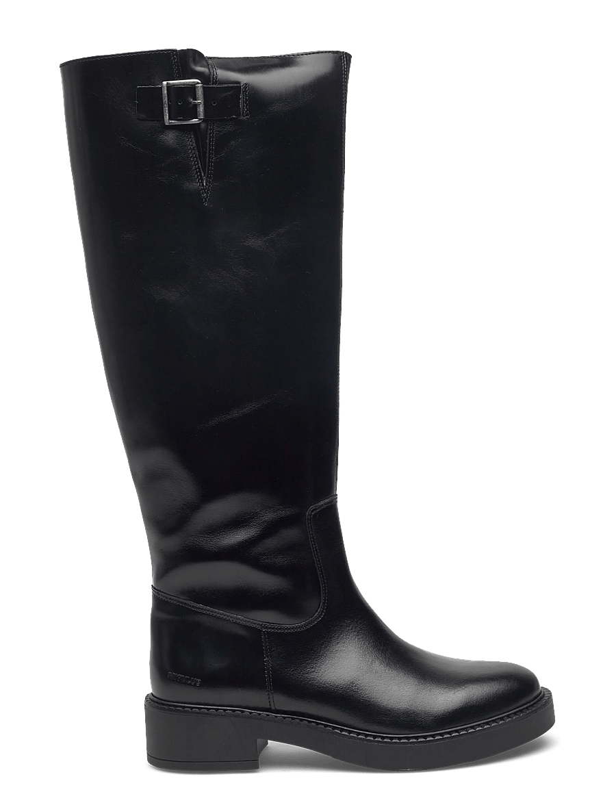 ANGULUS - Booties - flat - with zipper - knähöga stövlar - 1835 black - 2