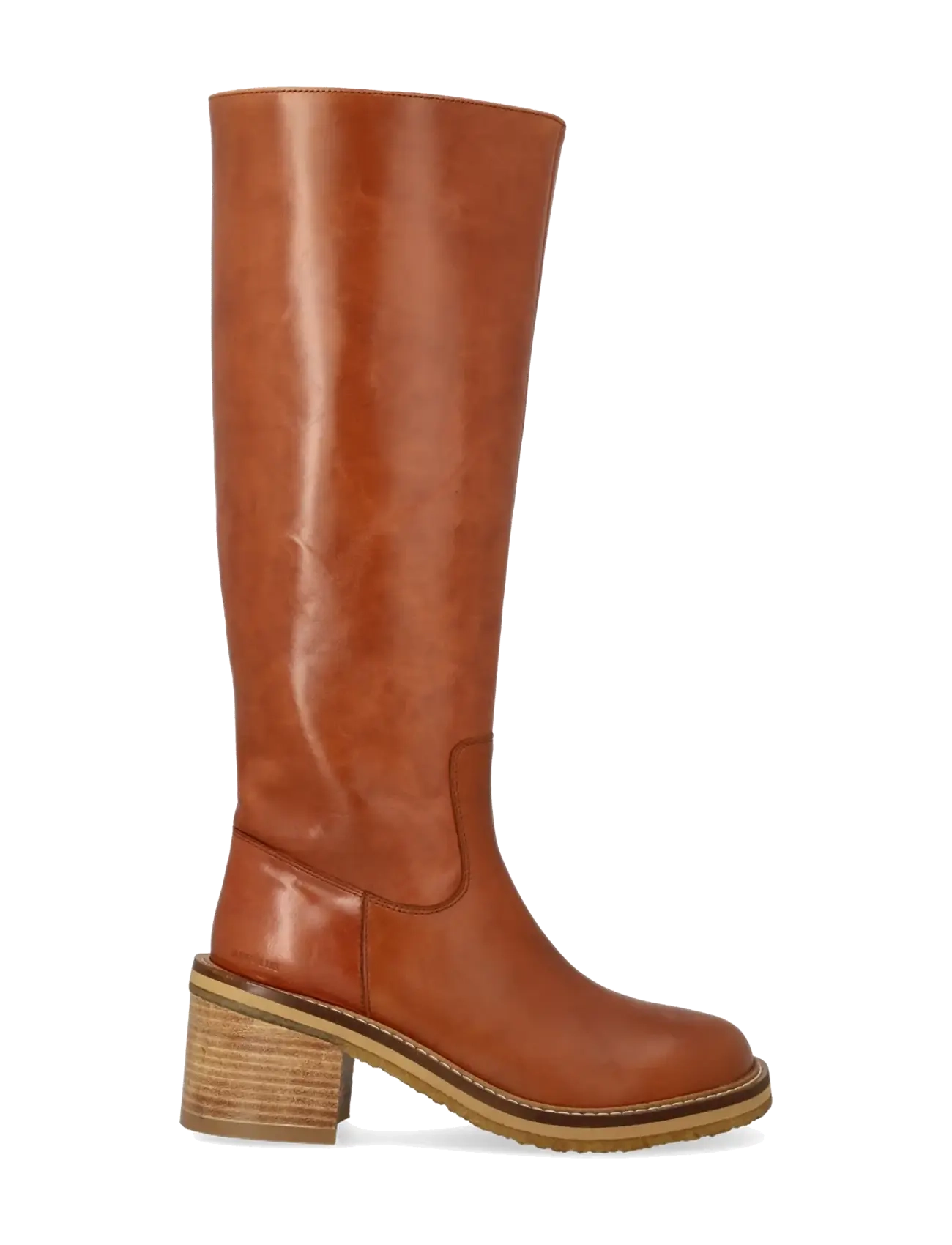 ANGULUS - Bootie - block heel - with zippe - 1838 cognac - 1