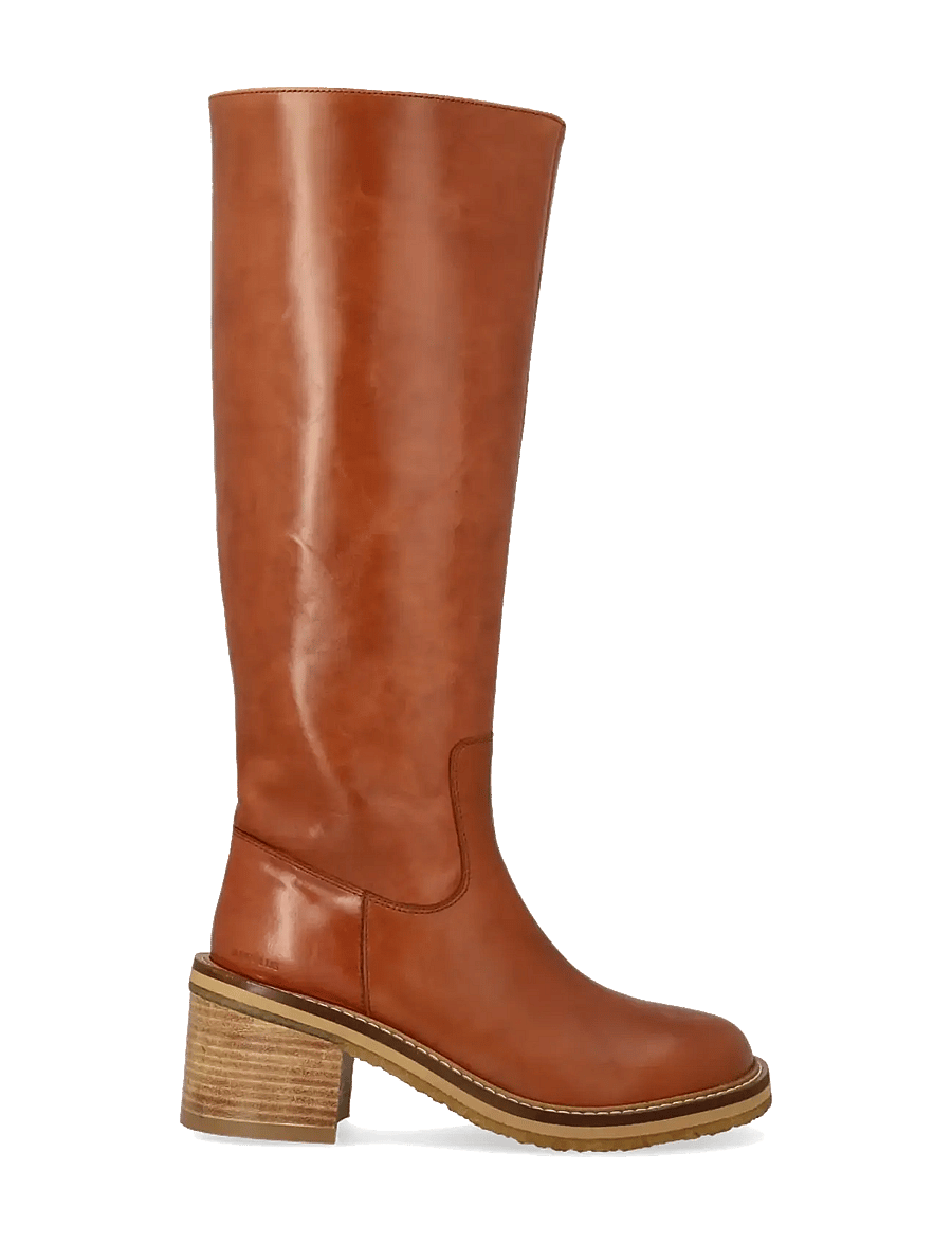 ANGULUS - Bootie - block heel - with zippe - 1838 cognac - 1